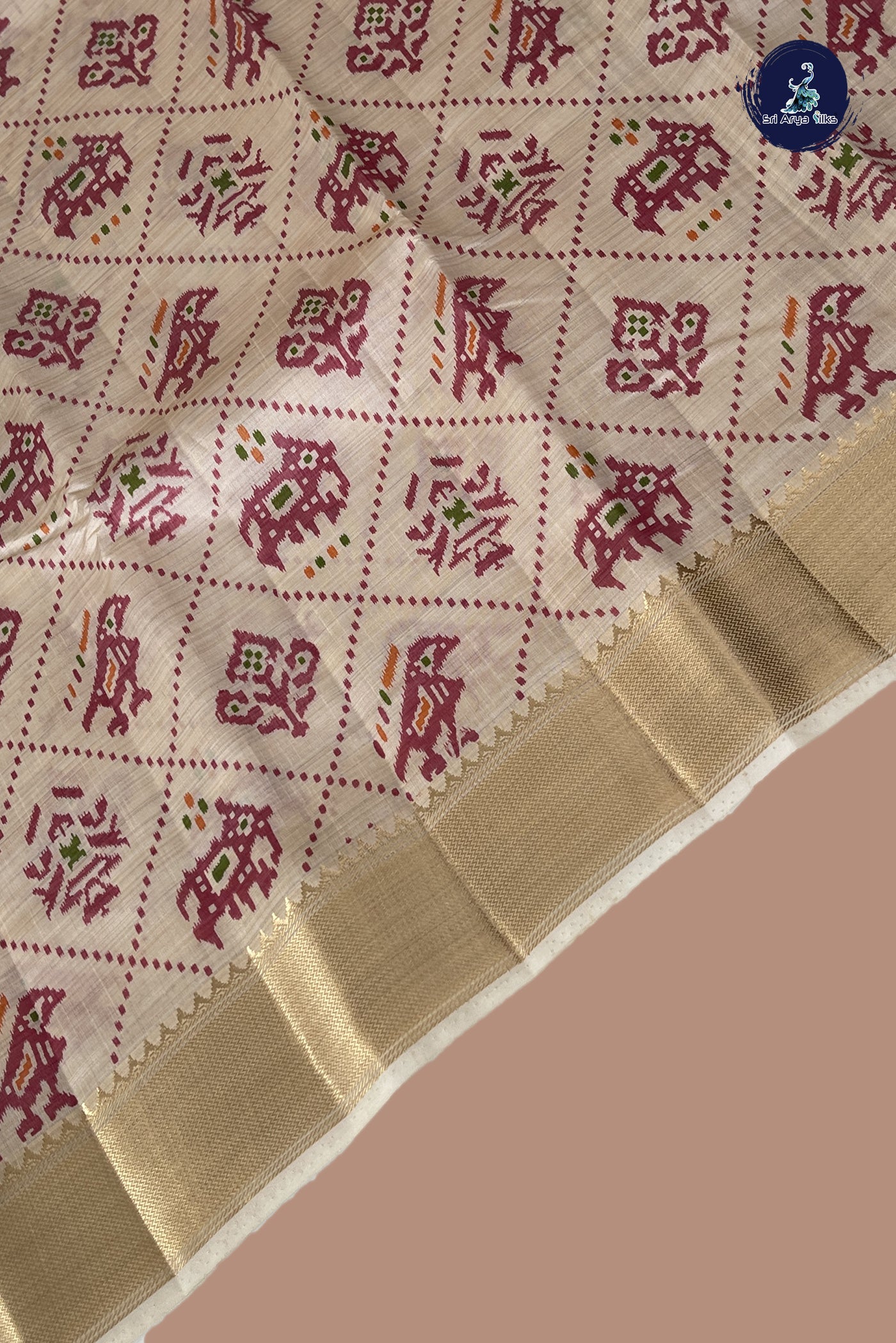 Off White Semi Tussar Saree With Printed Pattern