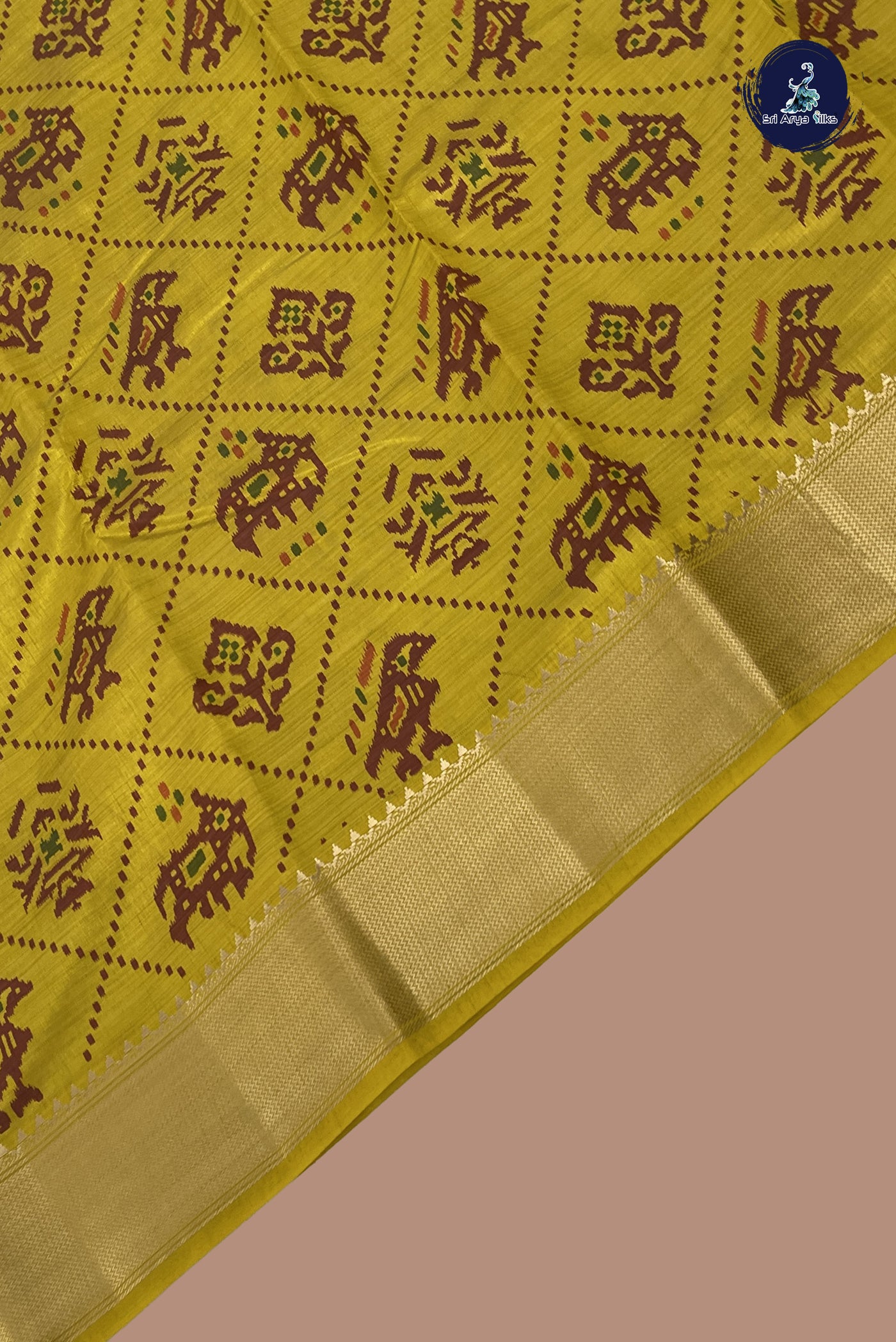 Mustard Yellow Semi Tussar Saree With Printed Pattern