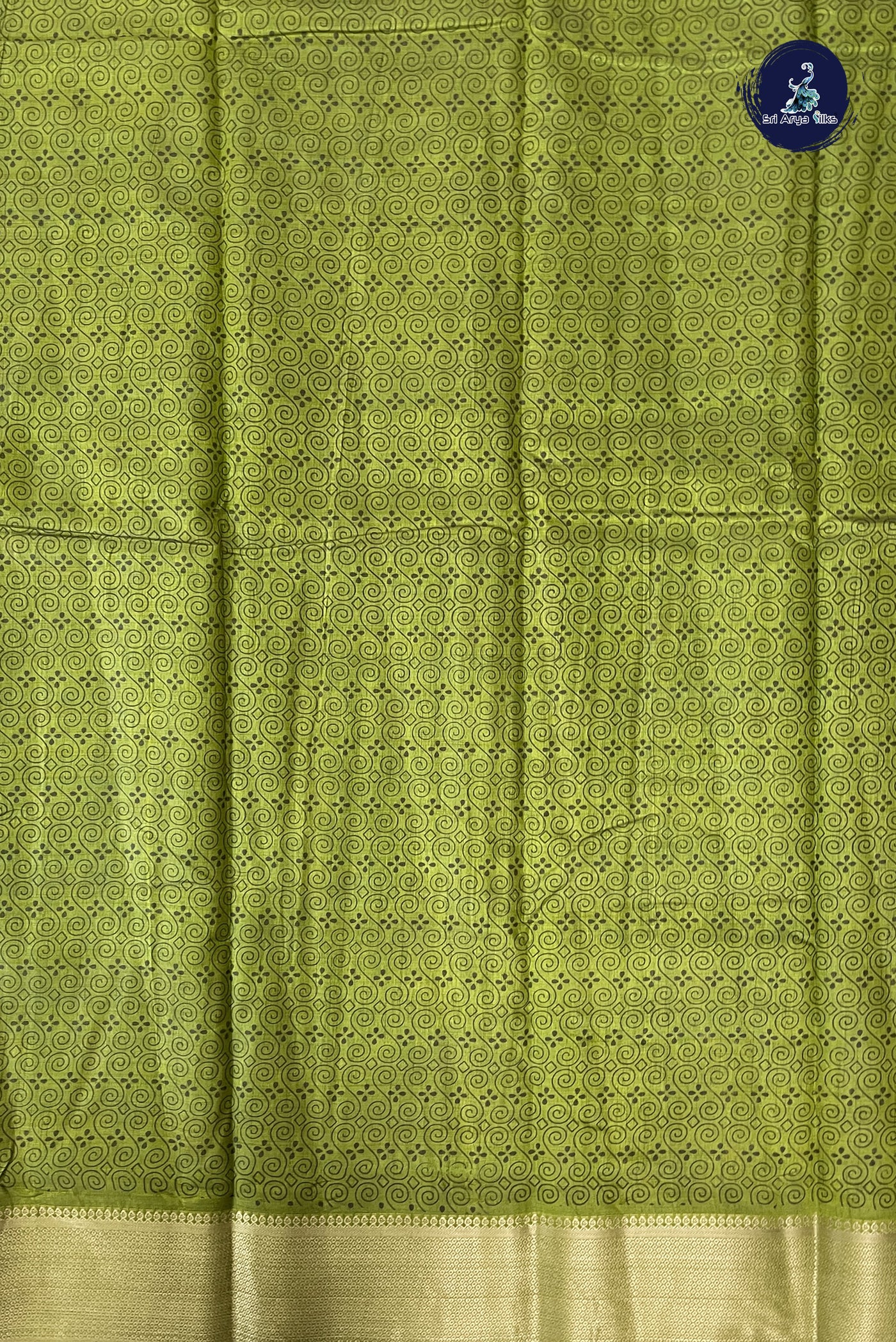 Light Green Semi Tussar Saree With Printed Pattern