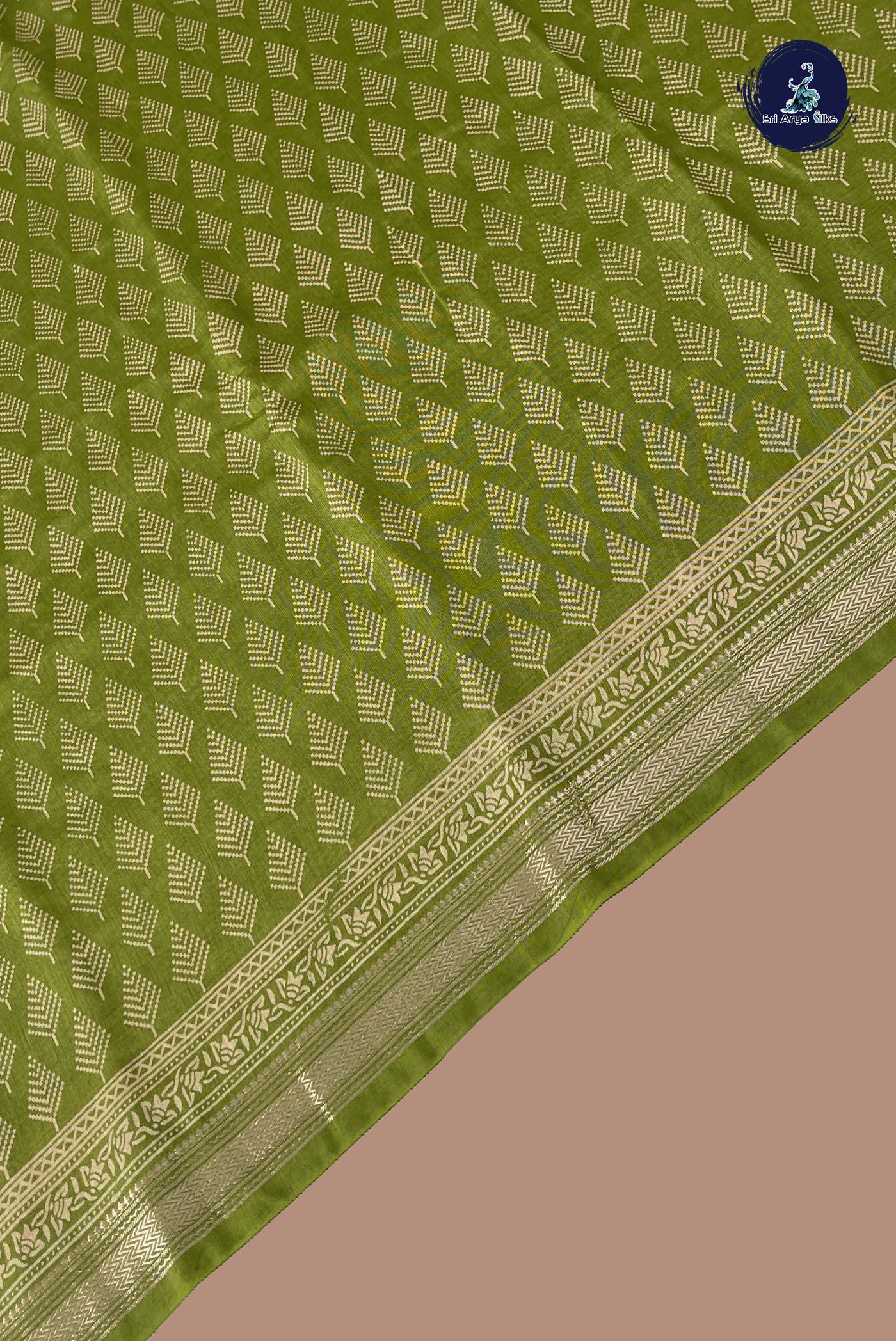 Light Green Semi Chanderi Saree With Printed Pattern