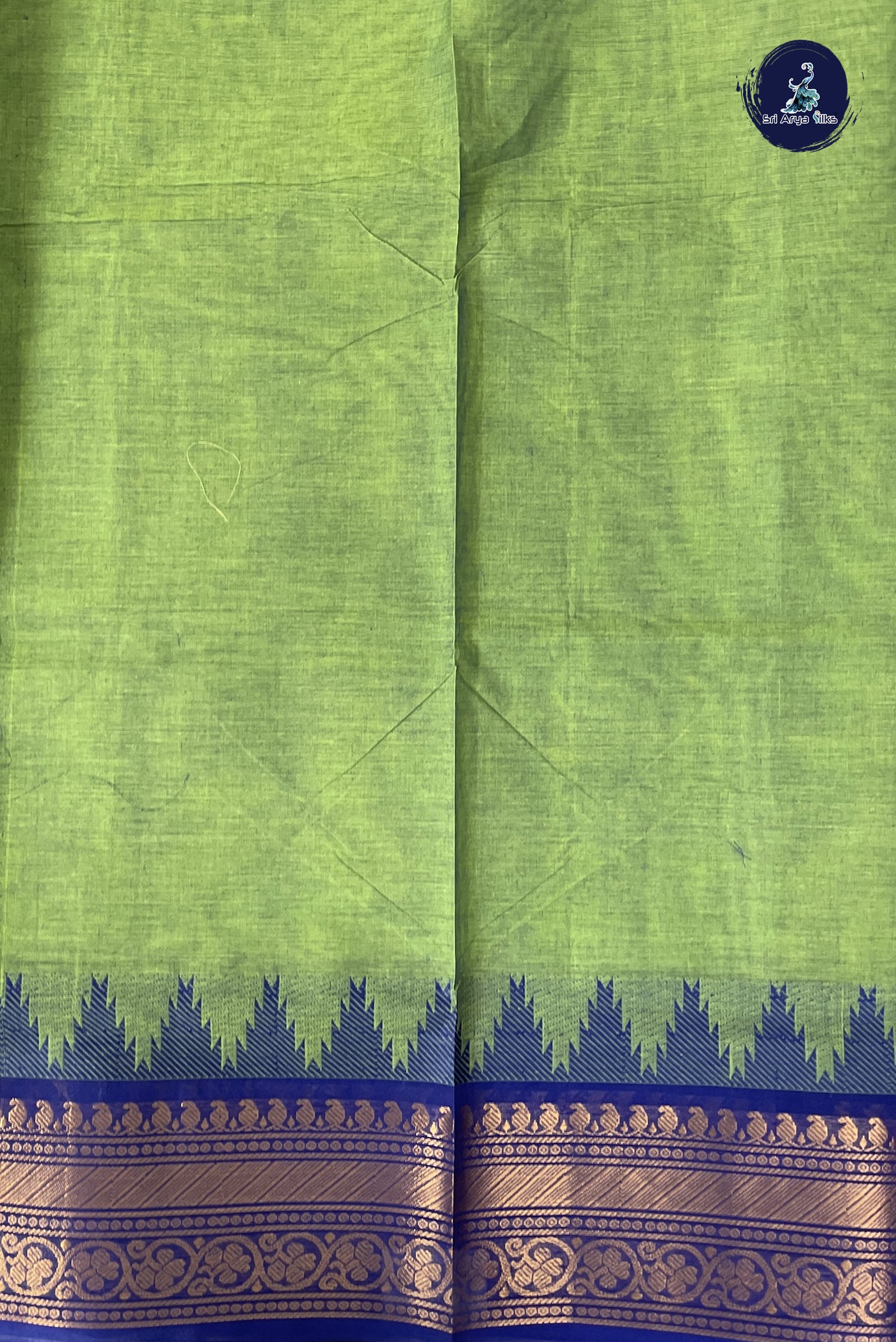 Dual Tone Green Chettinad Cotton Saree With Buttas Pattern