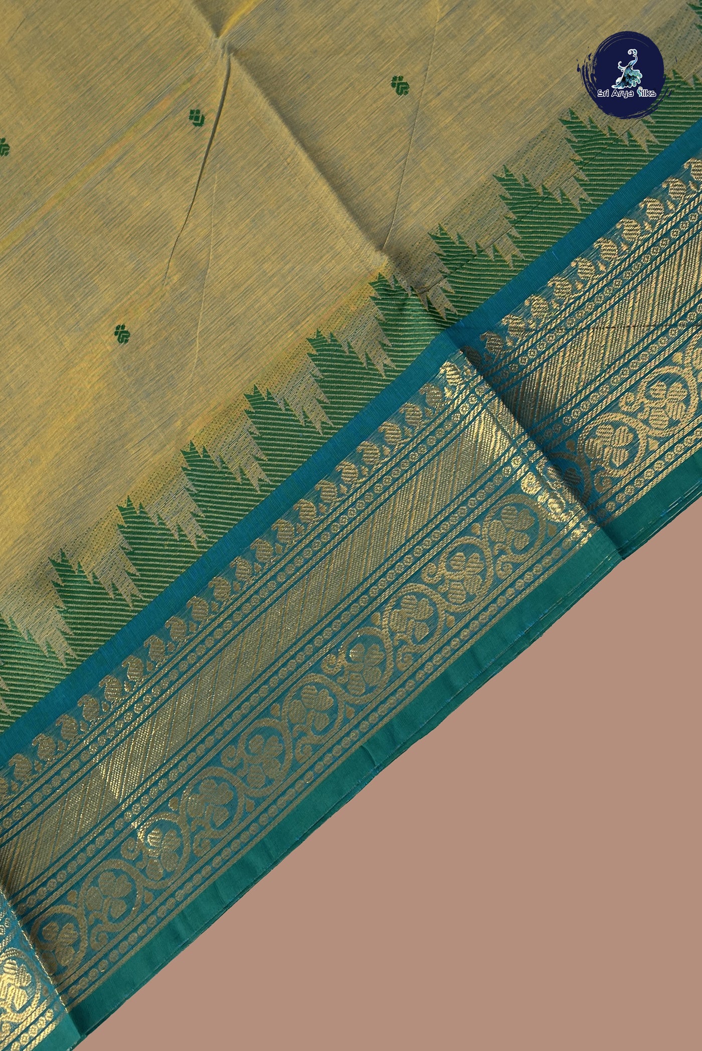 Pastel Shade Chettinad Cotton Saree With Buttas Pattern