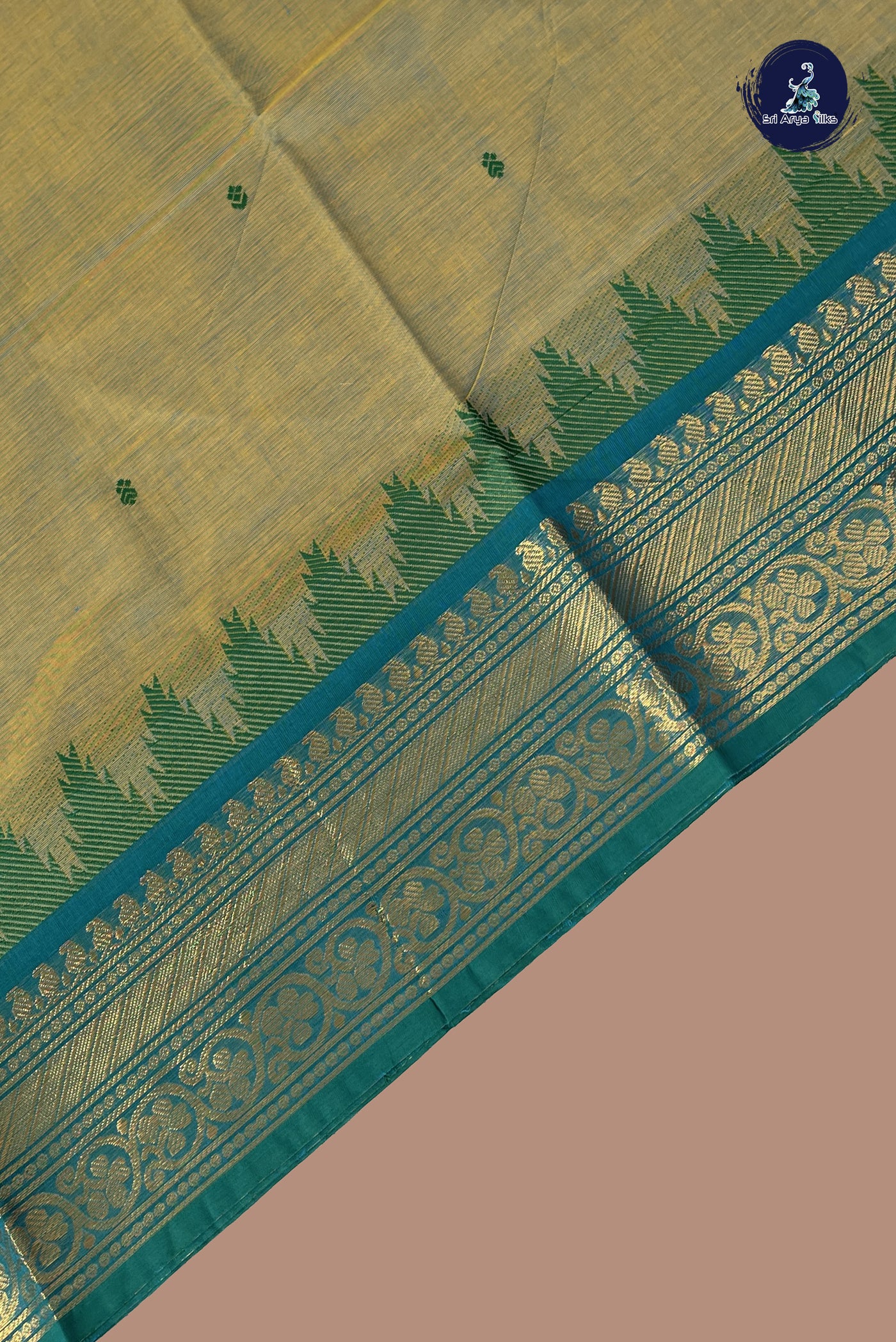 Pastel Shade Chettinad Cotton Saree With Buttas Pattern