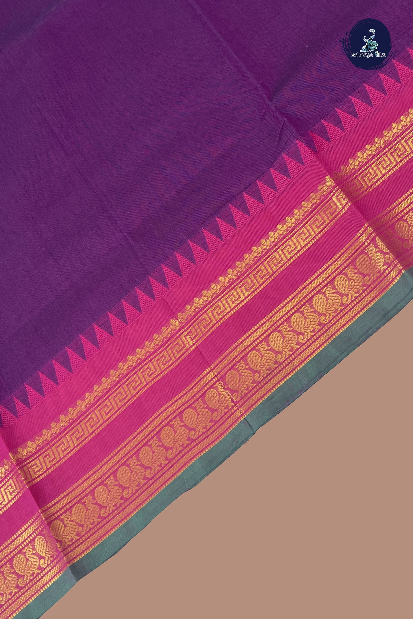 Jamun Chettinad Cotton Saree With Plain Pattern