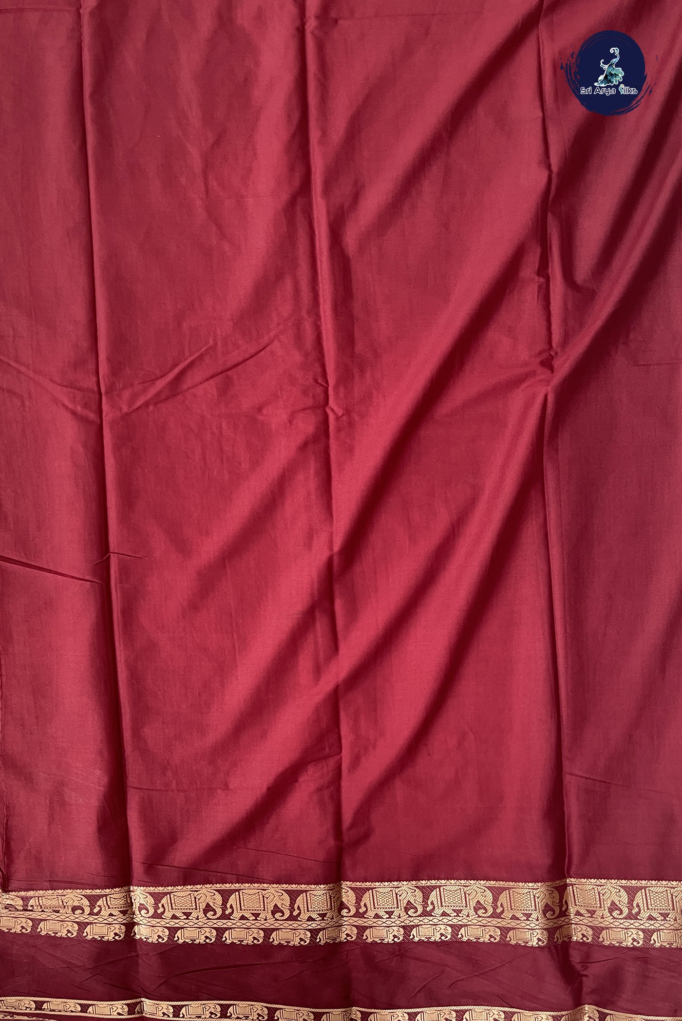 Orange Semi Mysore Silk With Plain Pattern