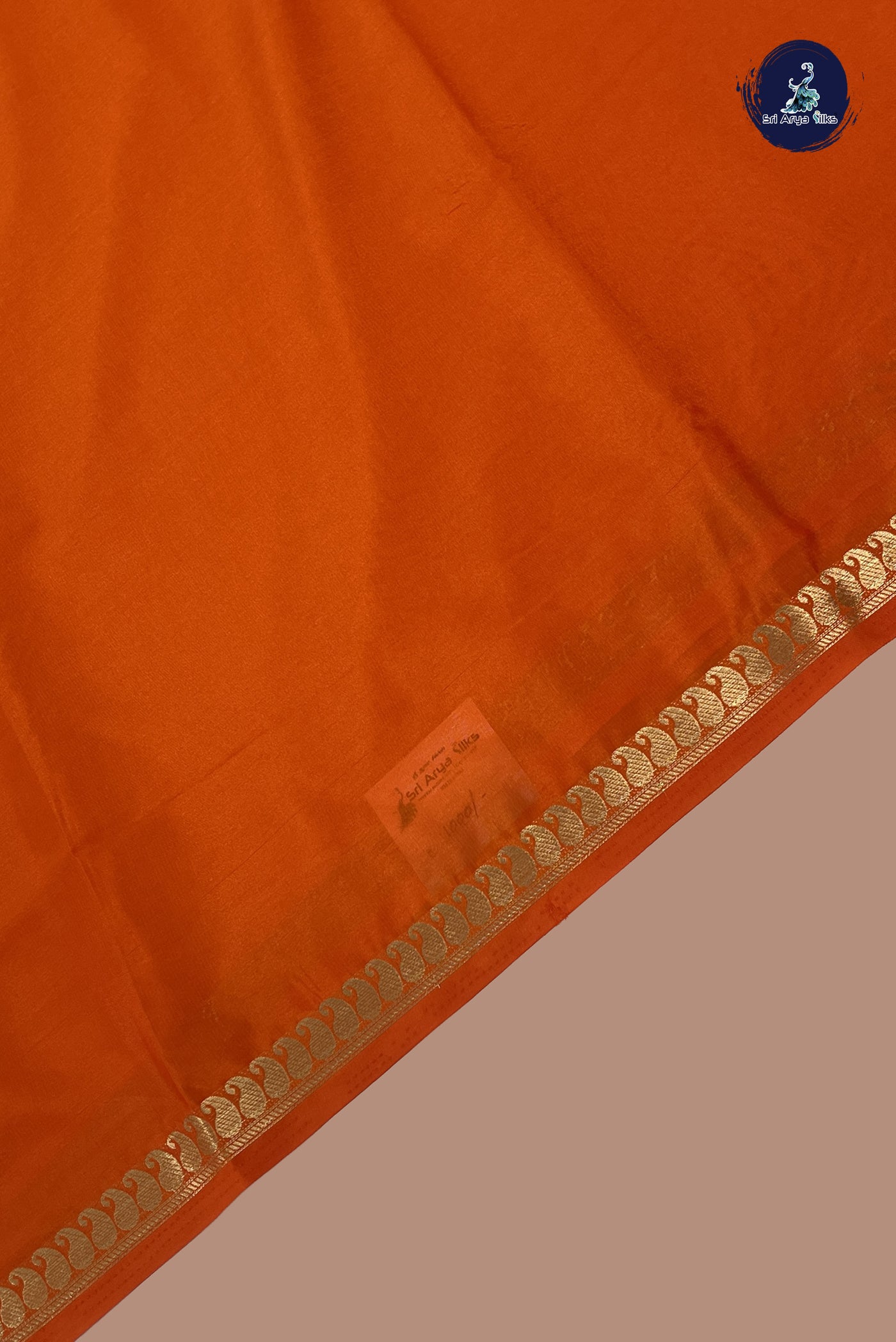 Orange Semi Mysore Silk With Plain Pattern