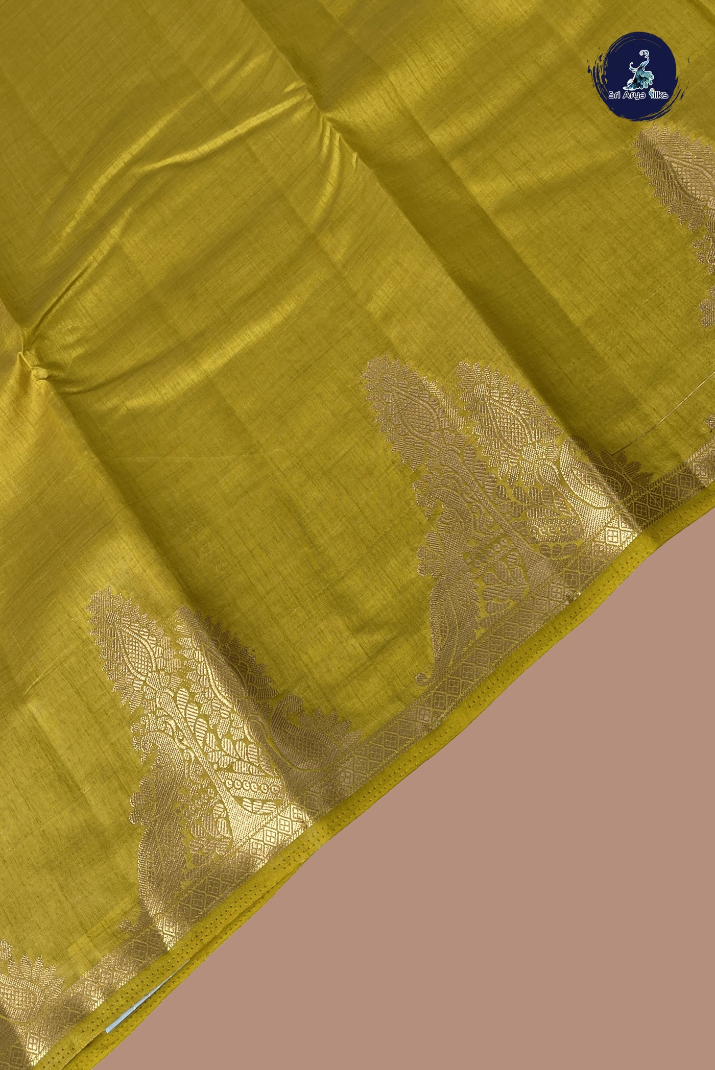 Lime Green Semi Tussar Saree With Plain Pattern