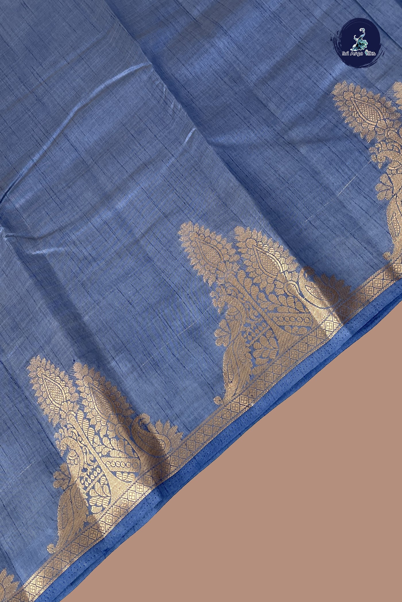 Grey Semi Tussar Saree With Plain Pattern
