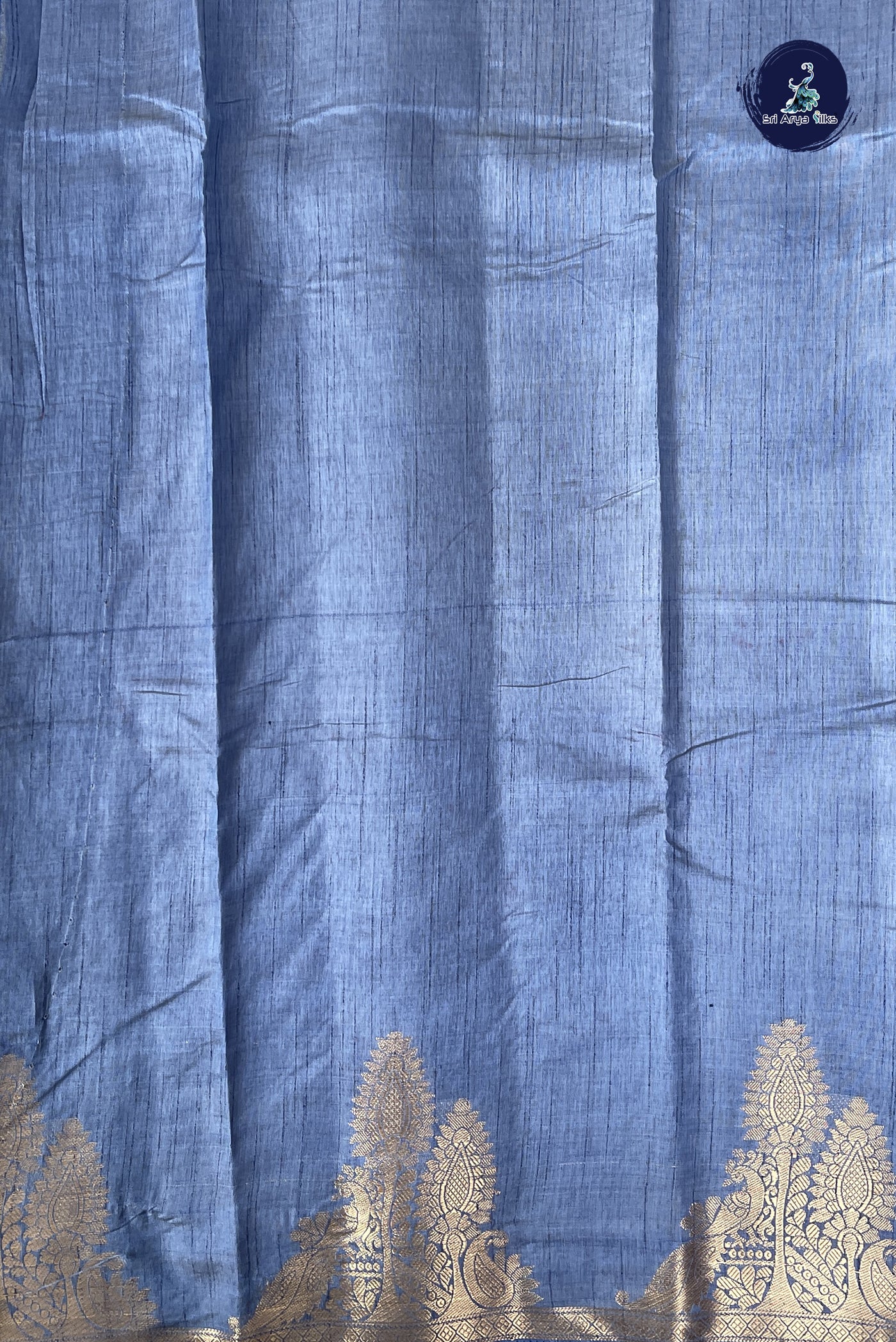 Grey Semi Tussar Saree With Plain Pattern