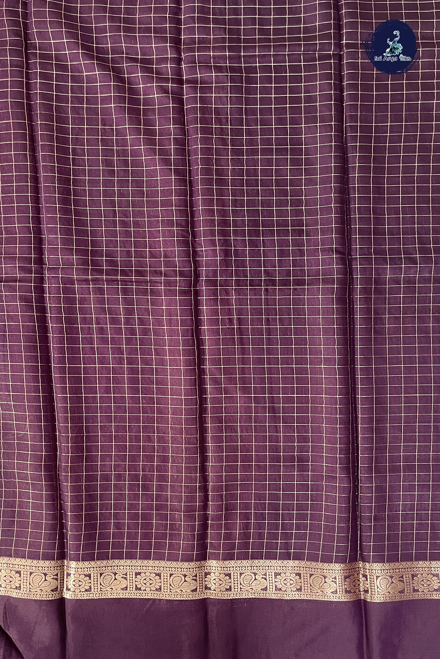 Mauve Pink Semi Mysore Silk With Zari Checked Pattern