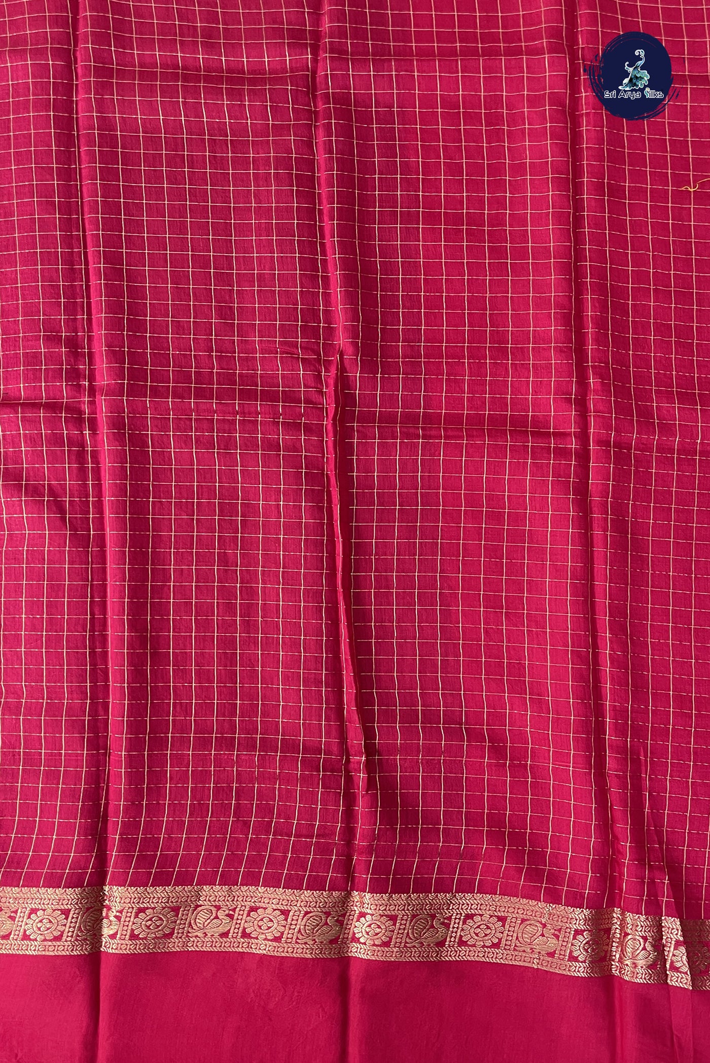 Jamun Semi Mysore Silk With Zari Checked Pattern