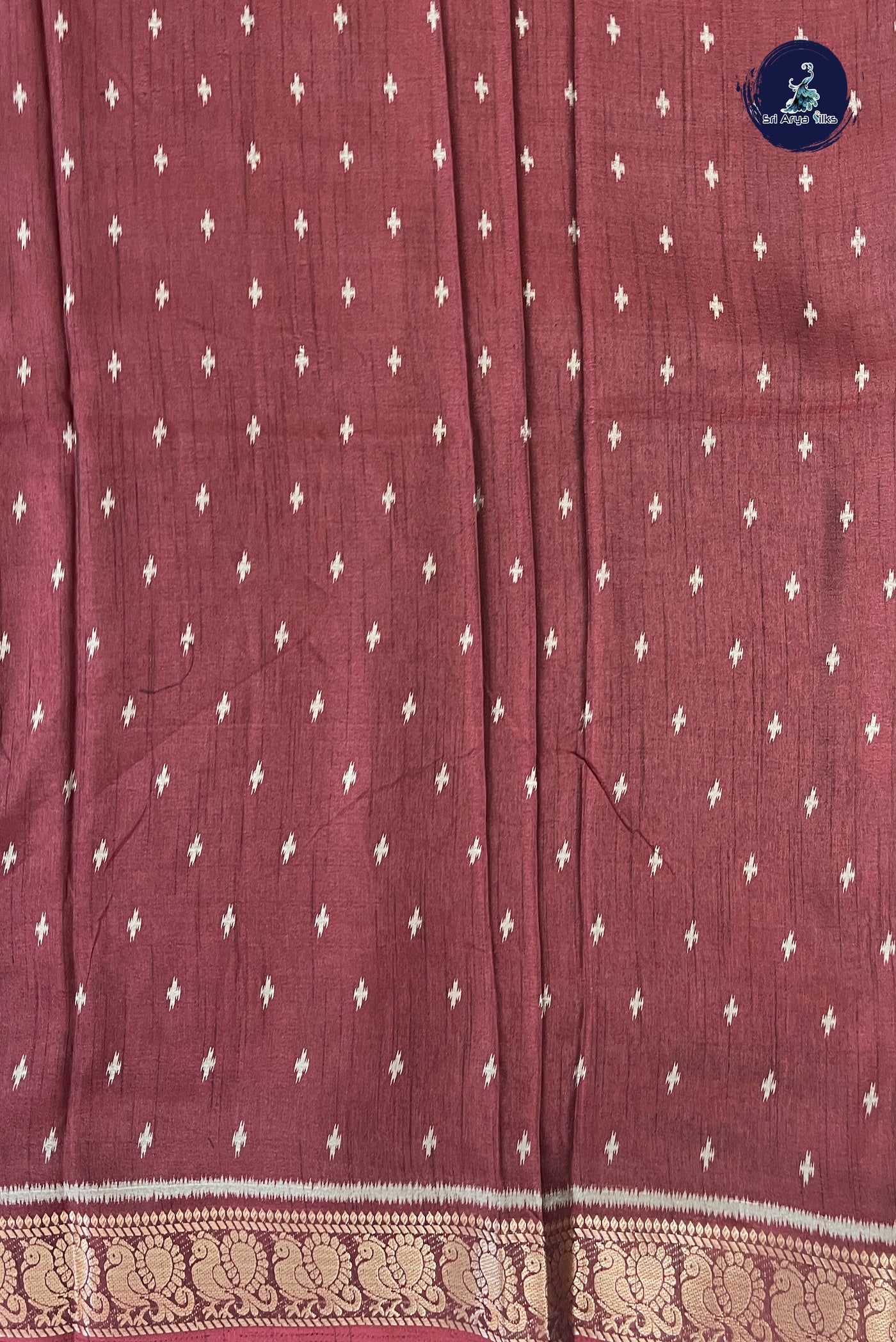 Burgundy Semi Crepe Silk Saree With Floral Print Pattern