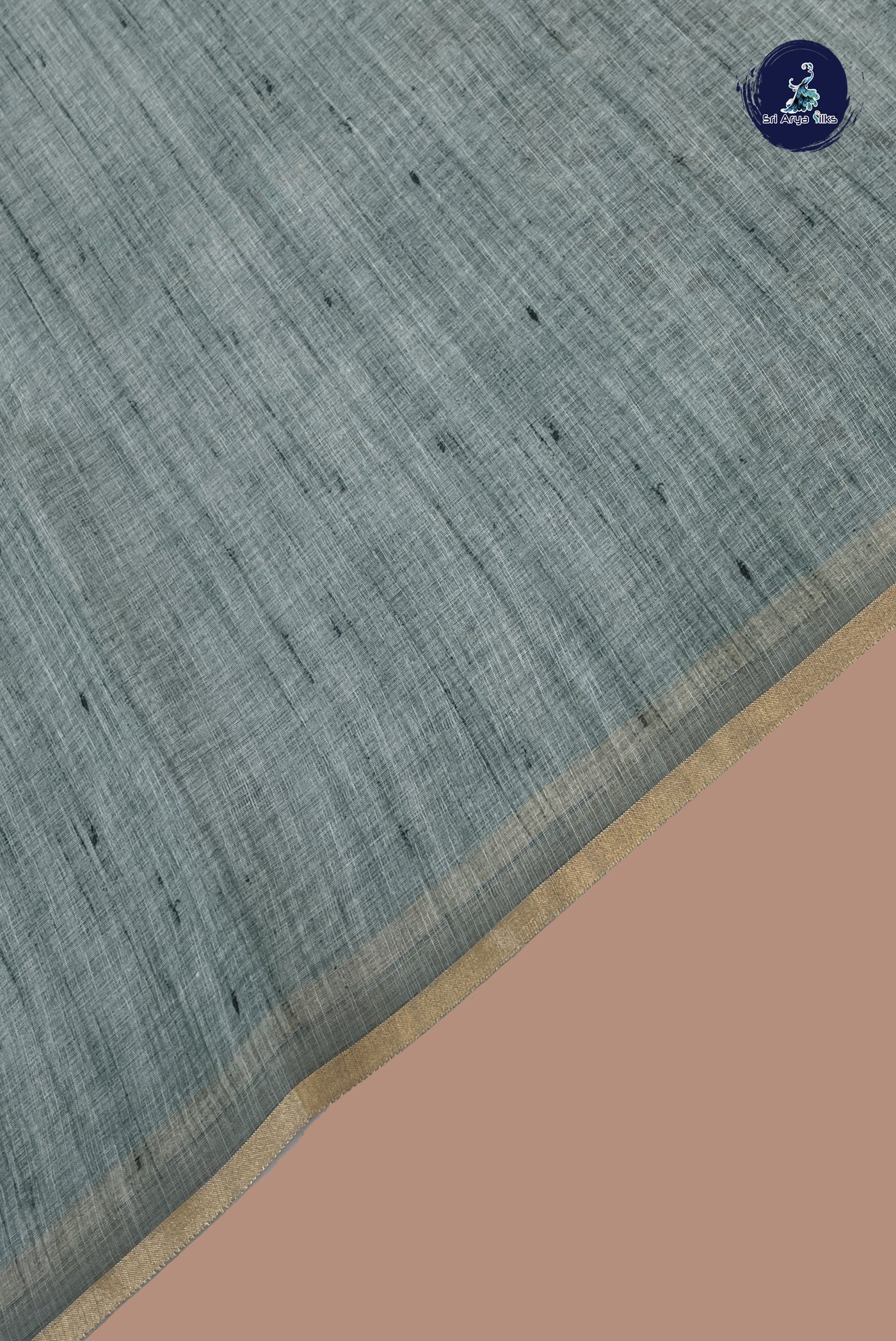 Emerald Green Linen Saree With Madhubani Pattern