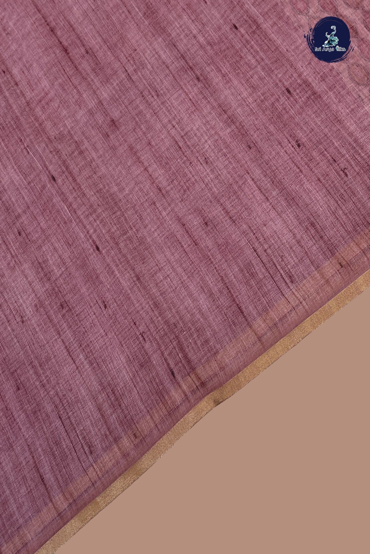 Pink Linen Saree With Madhubani Pattern