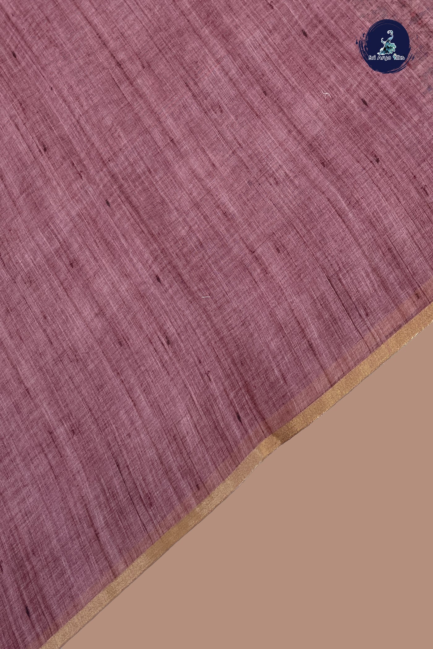 Mauve Pink Linen Saree With Madhubani Pattern