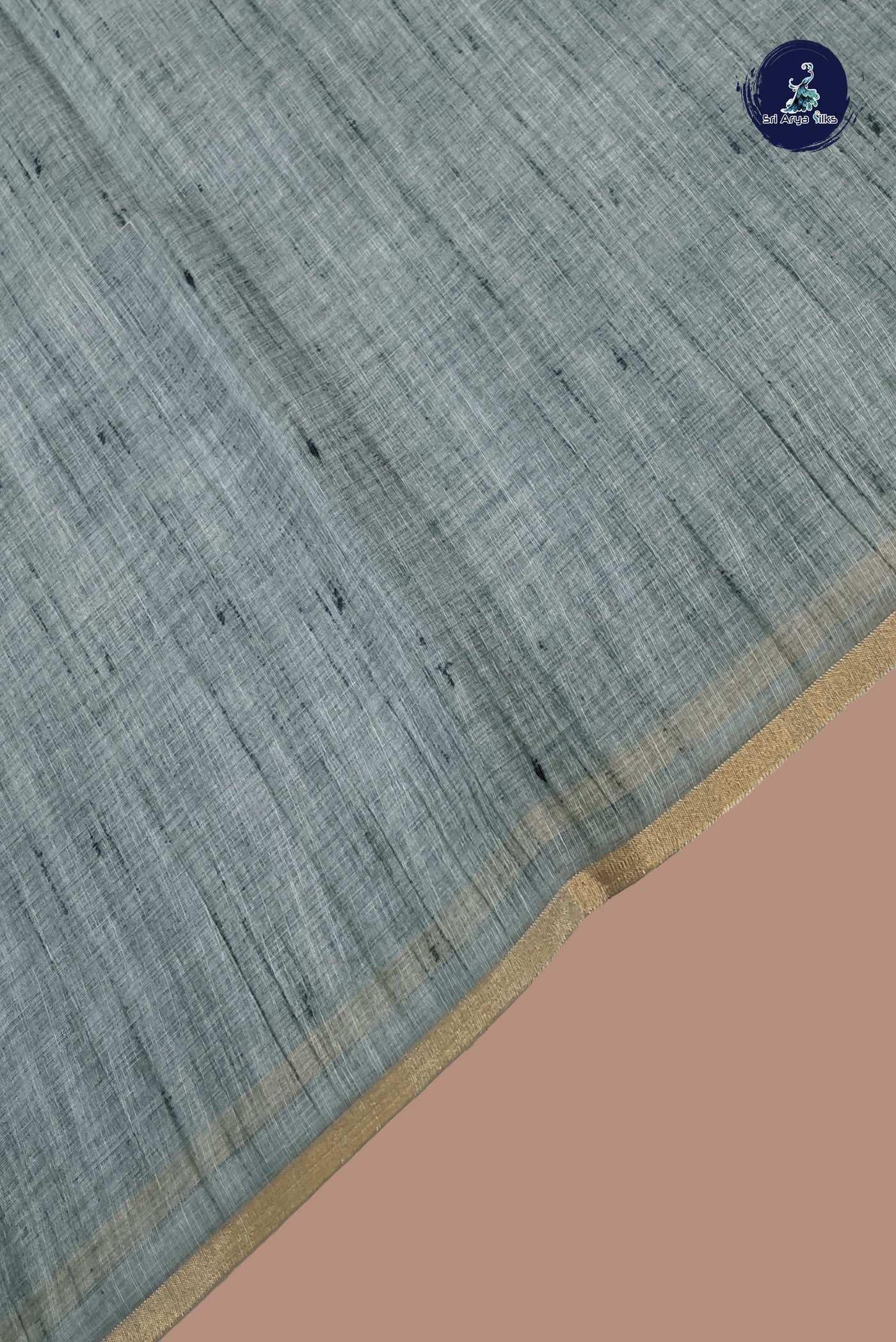 Emerald Green Linen Saree With Madhubani Pattern