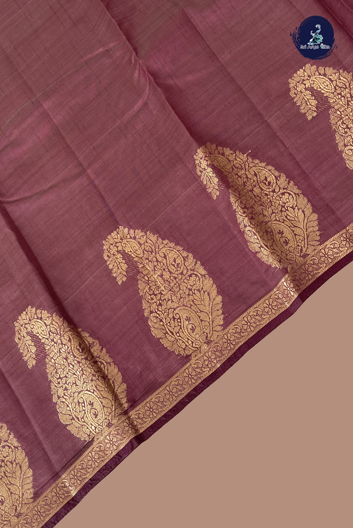 Brown Semi Tussar Saree With Plain Pattern
