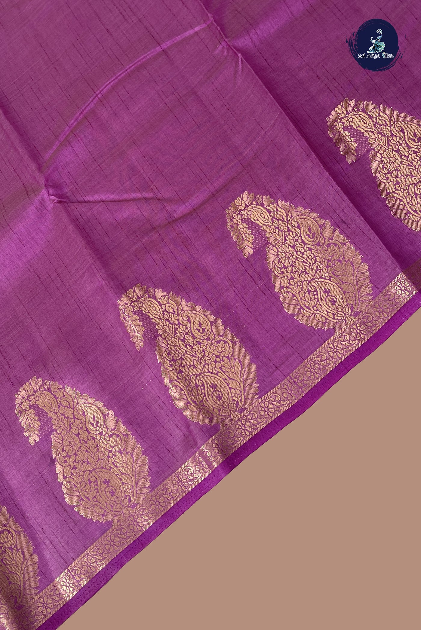 Lavender Semi Tussar Saree With Plain Pattern