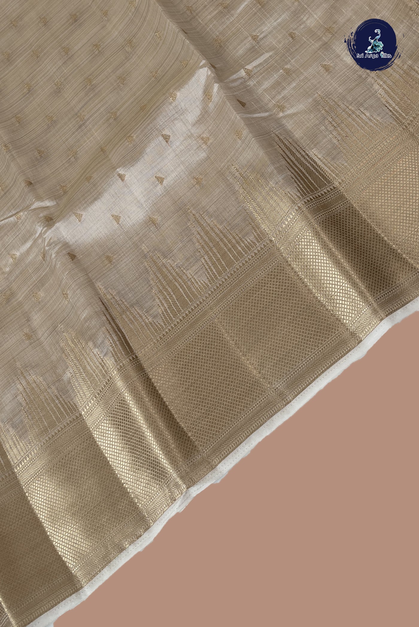 Off White Semi Tussar Saree With Buttas Pattern