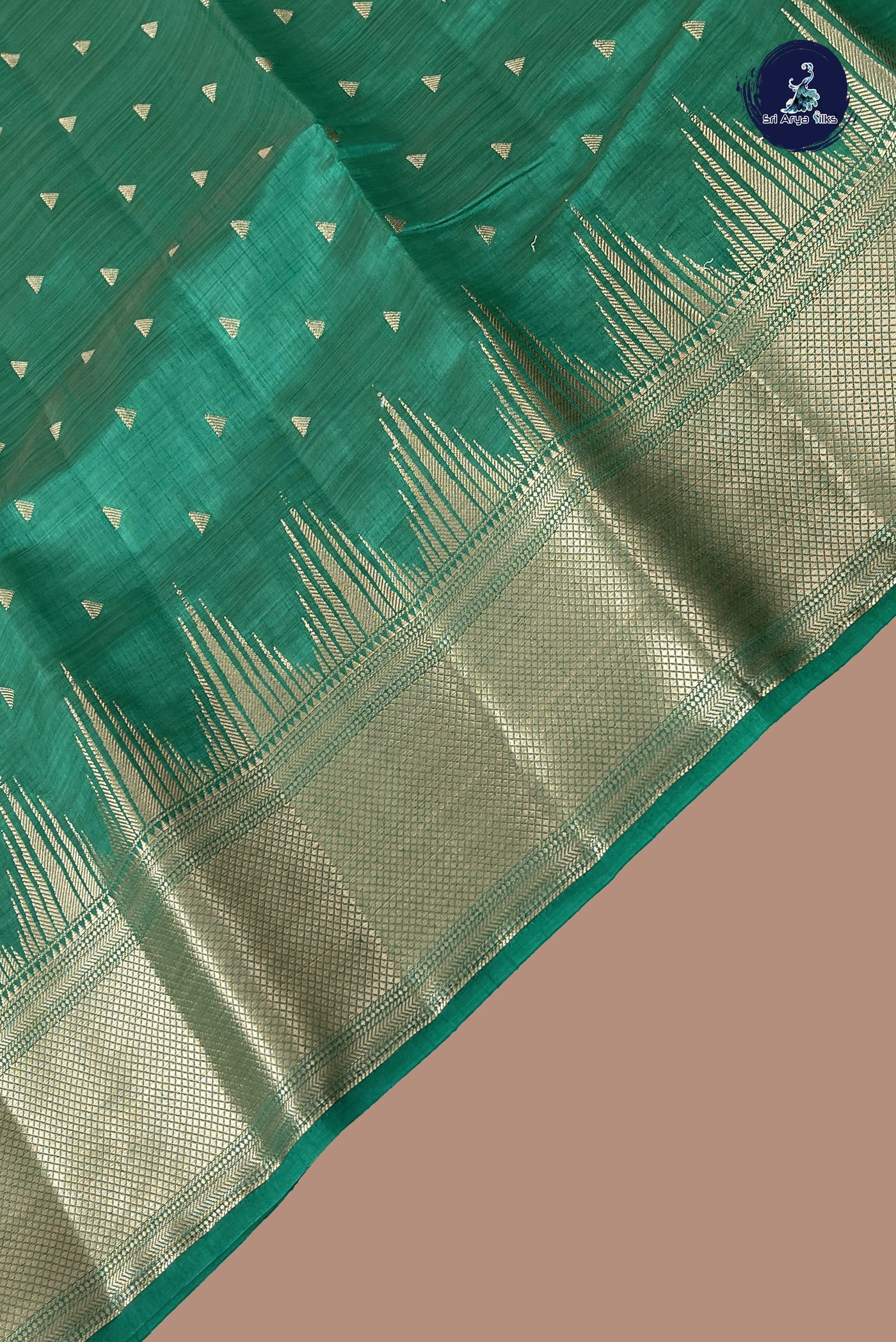 Teal Semi Tussar Saree With Buttas Pattern
