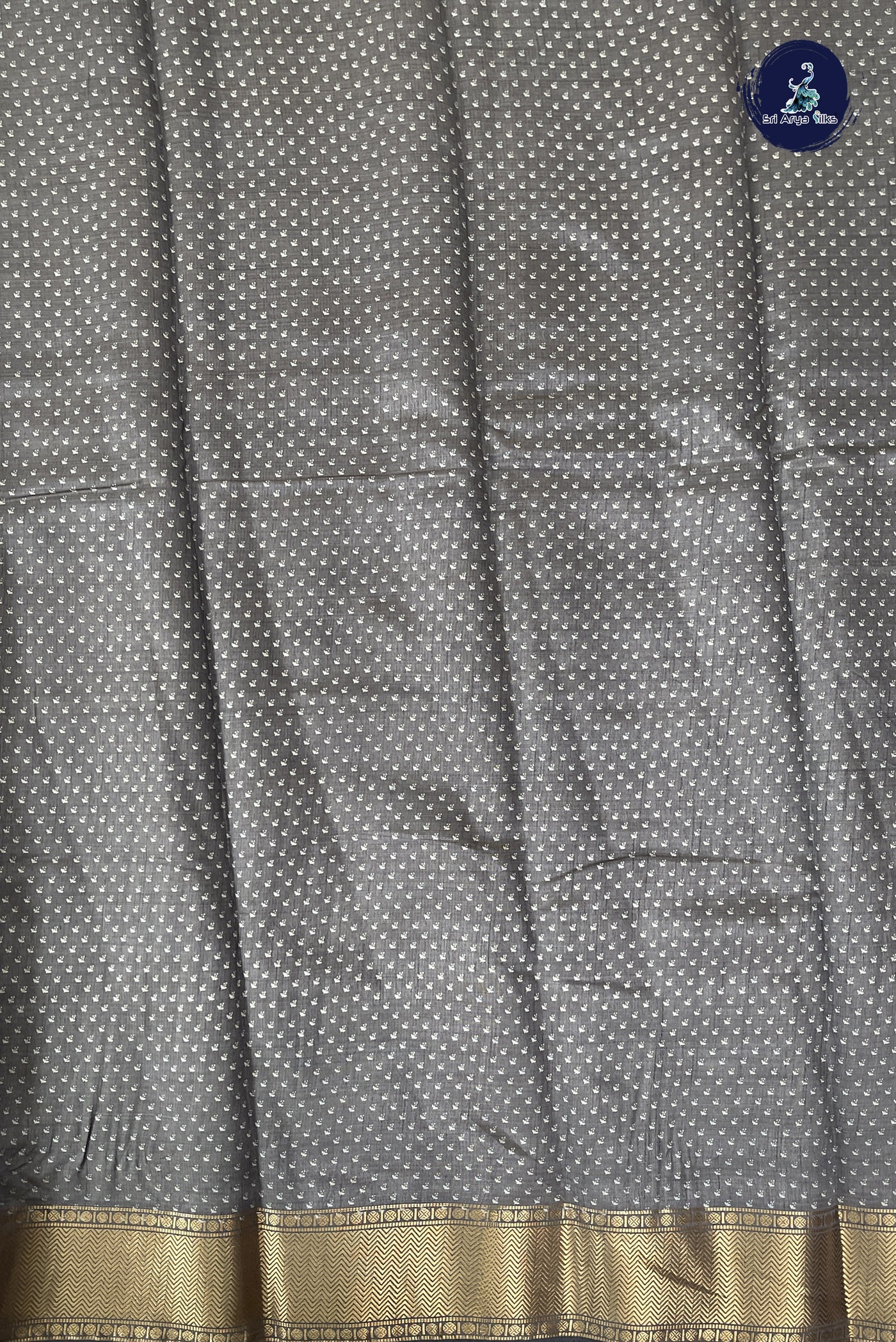 Grey Semi Tussar Saree With Printed Pattern