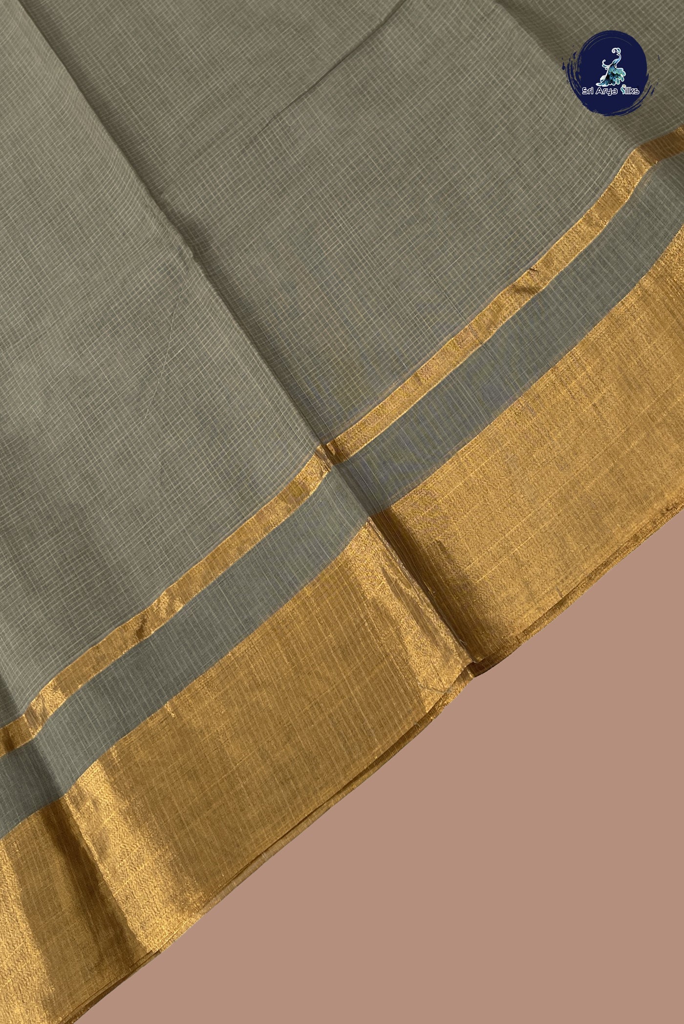 greyKota Chanderi Saree With checked pattern