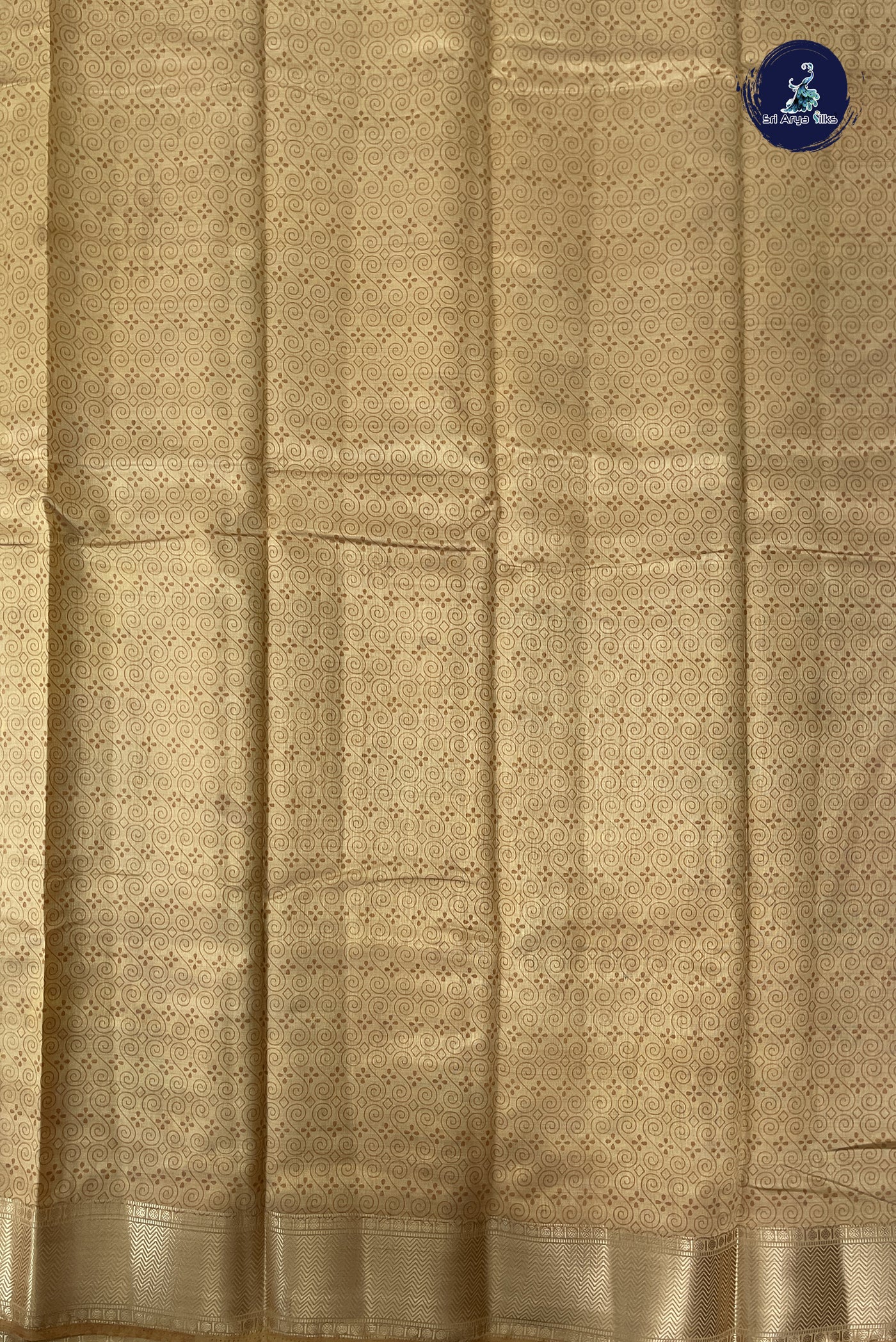 Beige Semi Tussar Saree With Printed Pattern