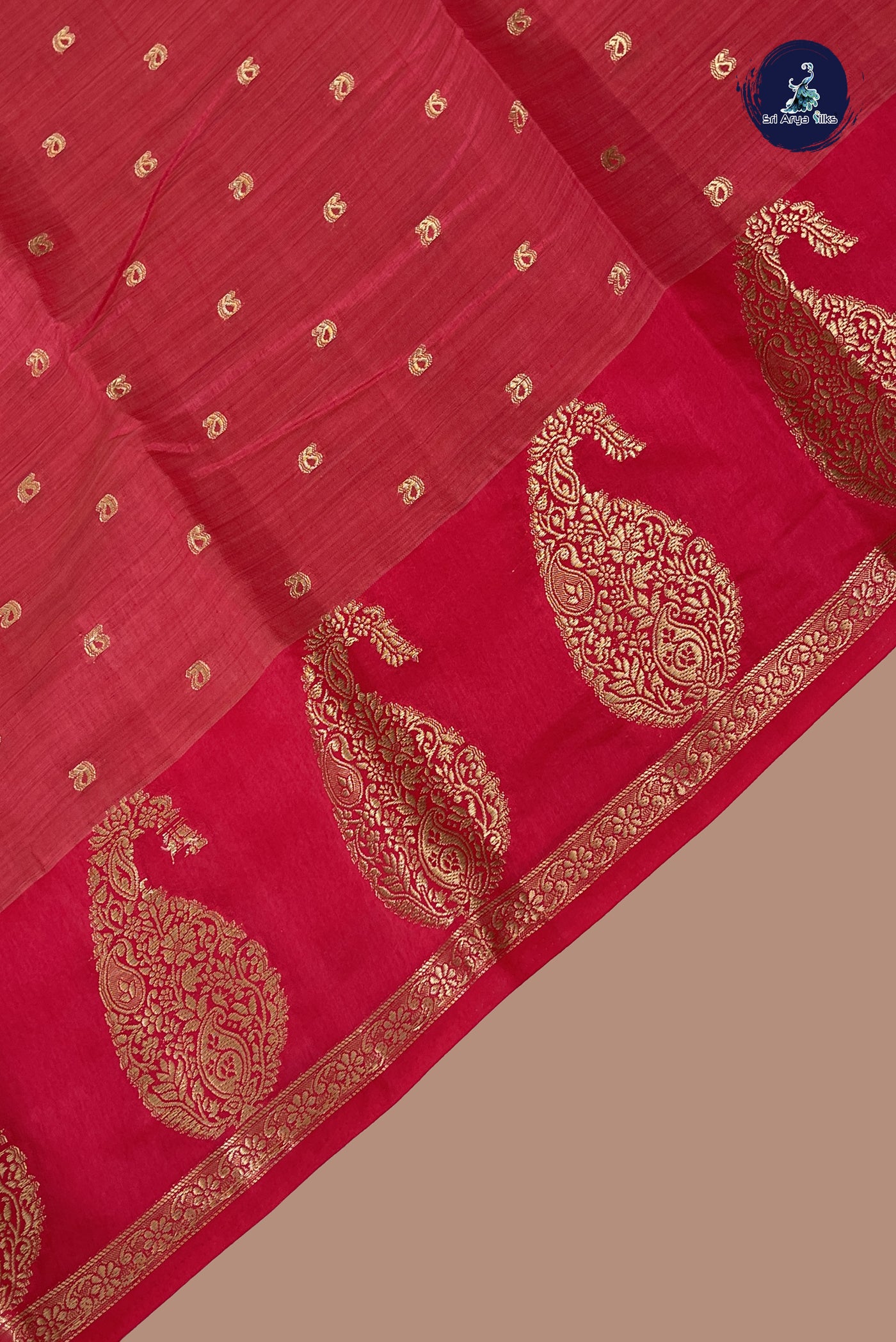 Pink Semi Tussar Saree With Zari Buttas Pattern