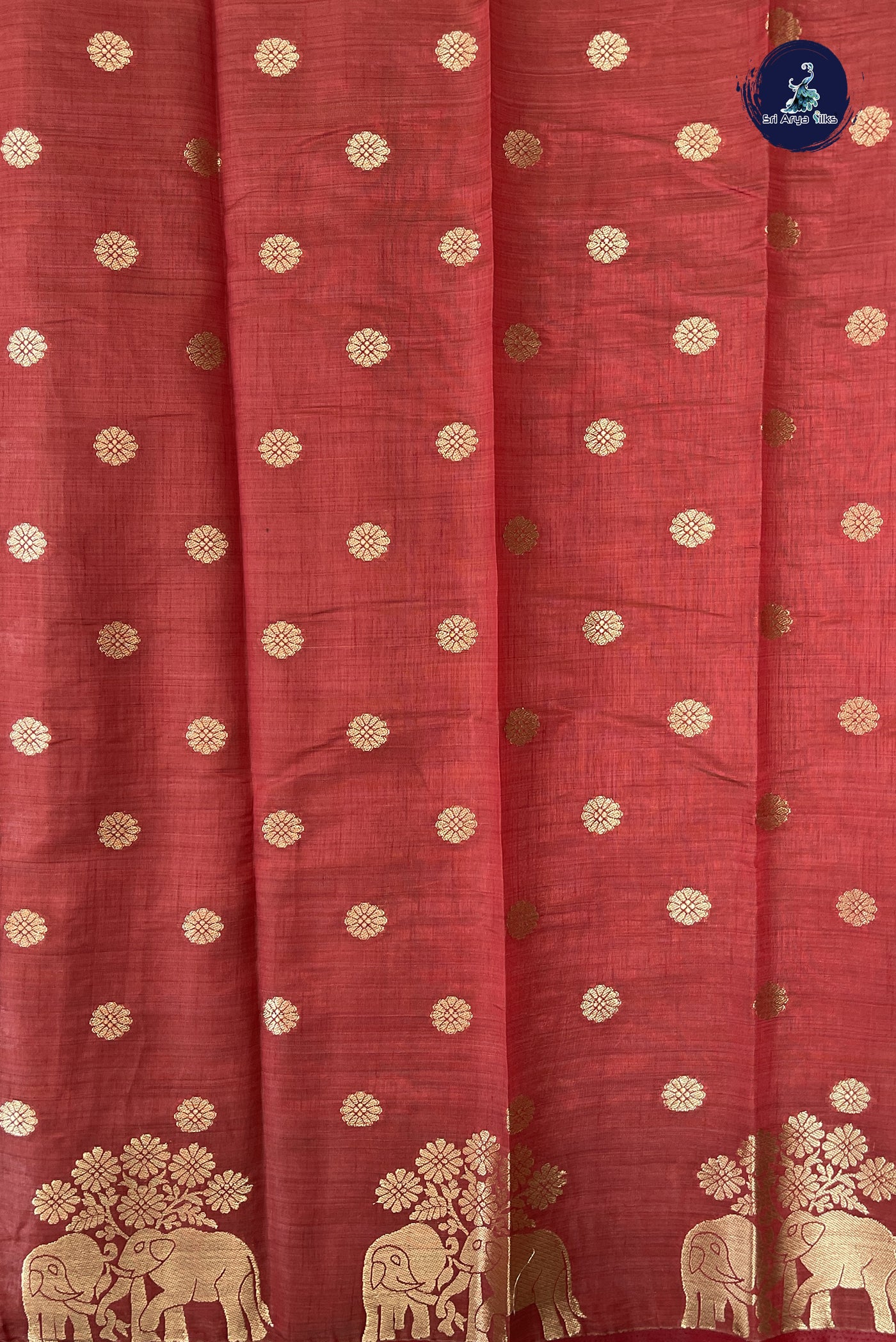 Maroon Semi Tussar Saree With Zari Buttas Pattern
