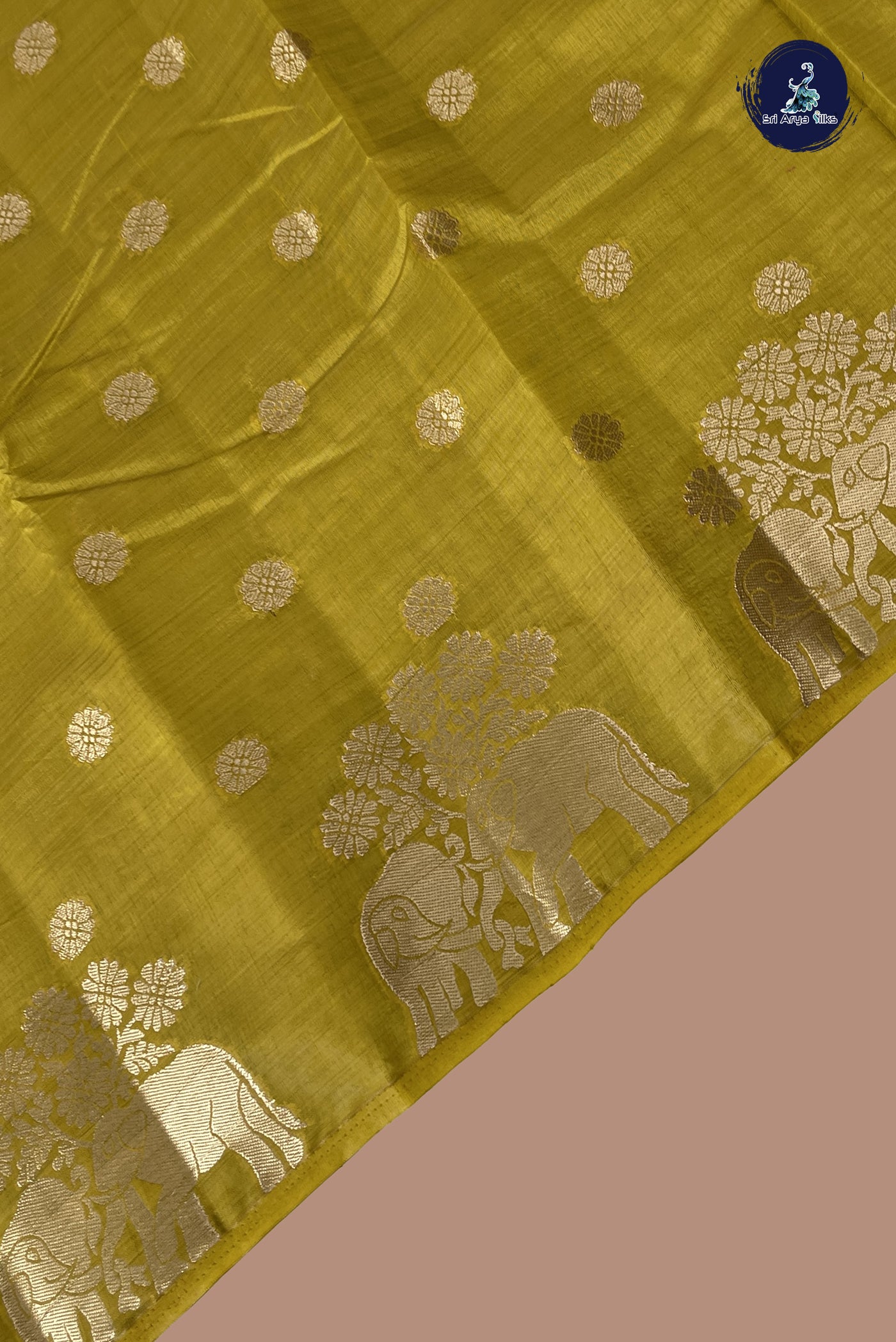 Yellow Semi Tussar Saree With Zari Buttas Pattern