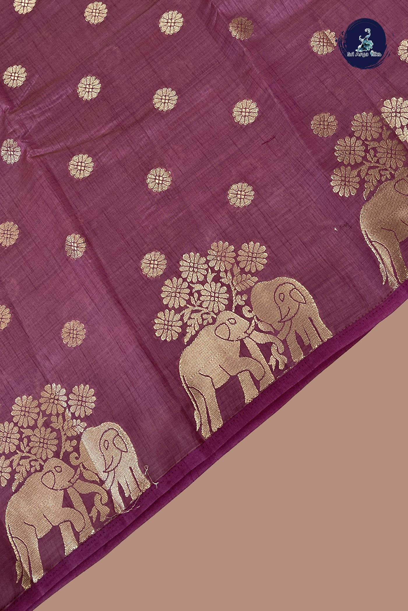 Onion Pink Semi Tussar Saree With Zari Buttas Pattern