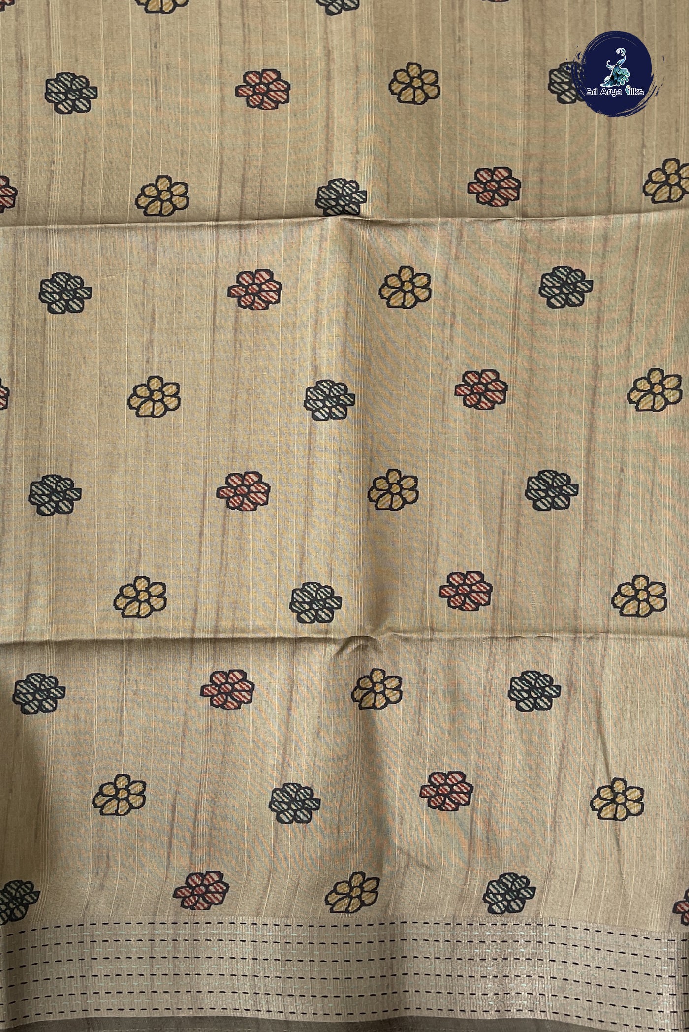 Blue Semi Tussar Saree With Plain Pattern