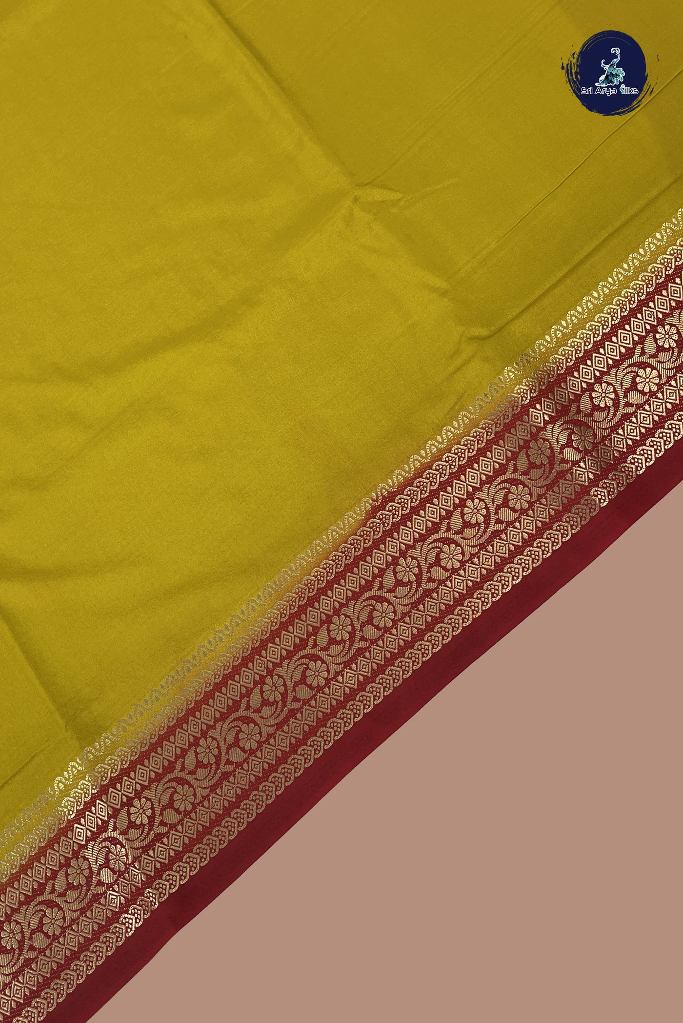 Mustard Yellow Semi Mysore Silk With Plain Pattern