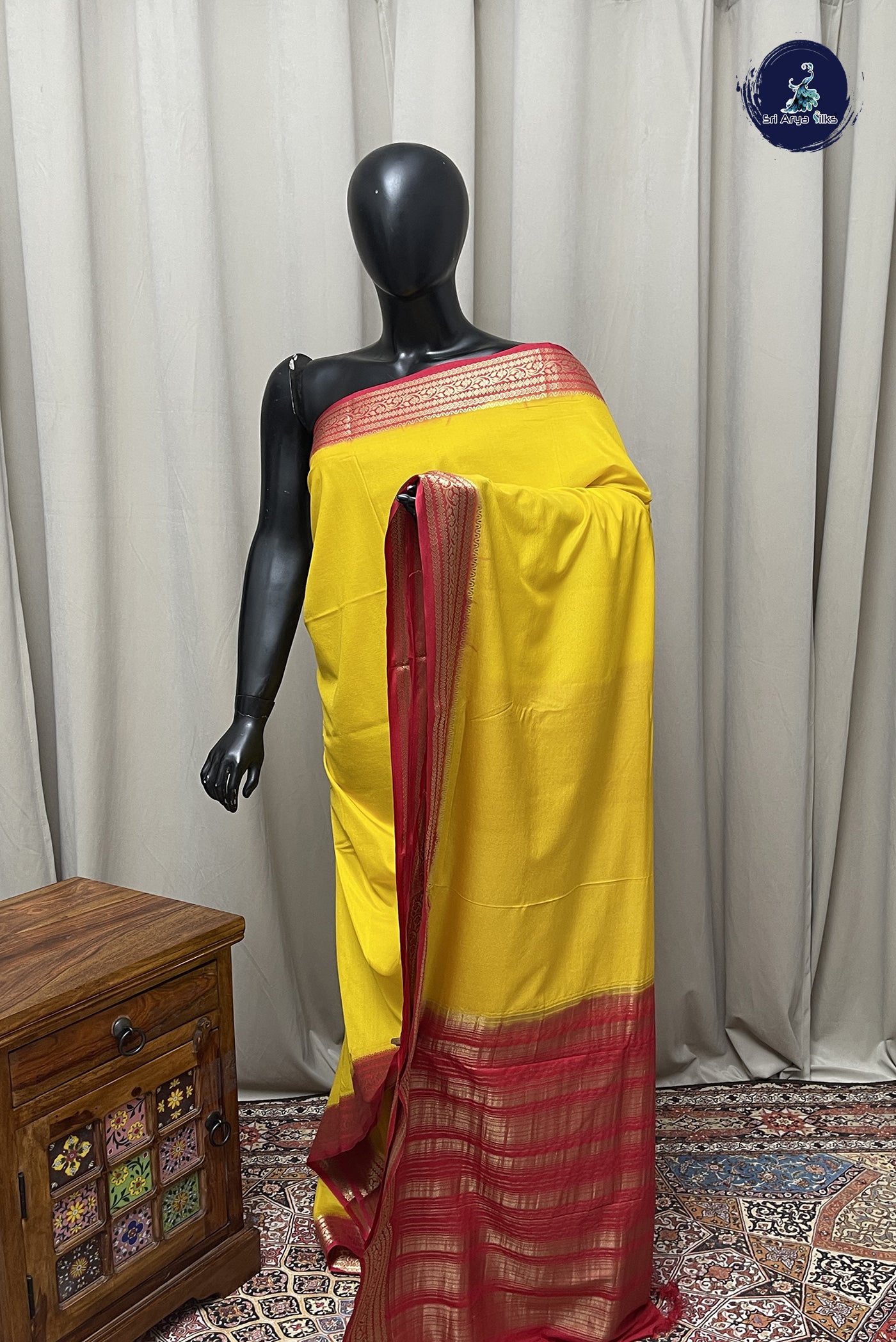 Yellow Semi Mysore Silk With Plain Pattern