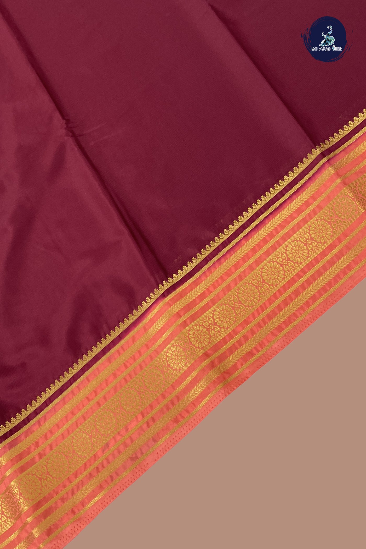 Maroon Semi Mysore Silk With Plain Pattern