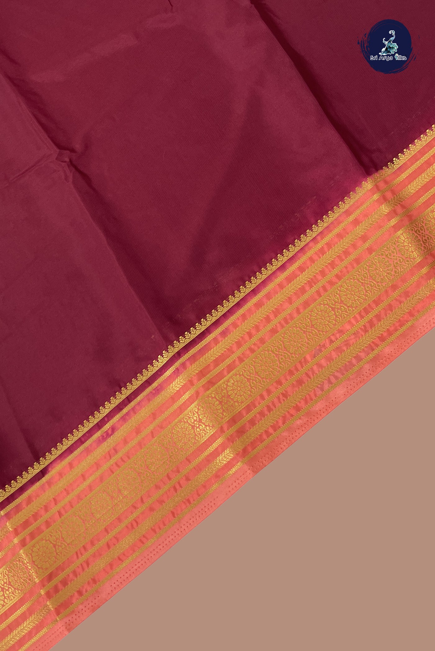 Maroon Semi Mysore Silk With Plain Pattern