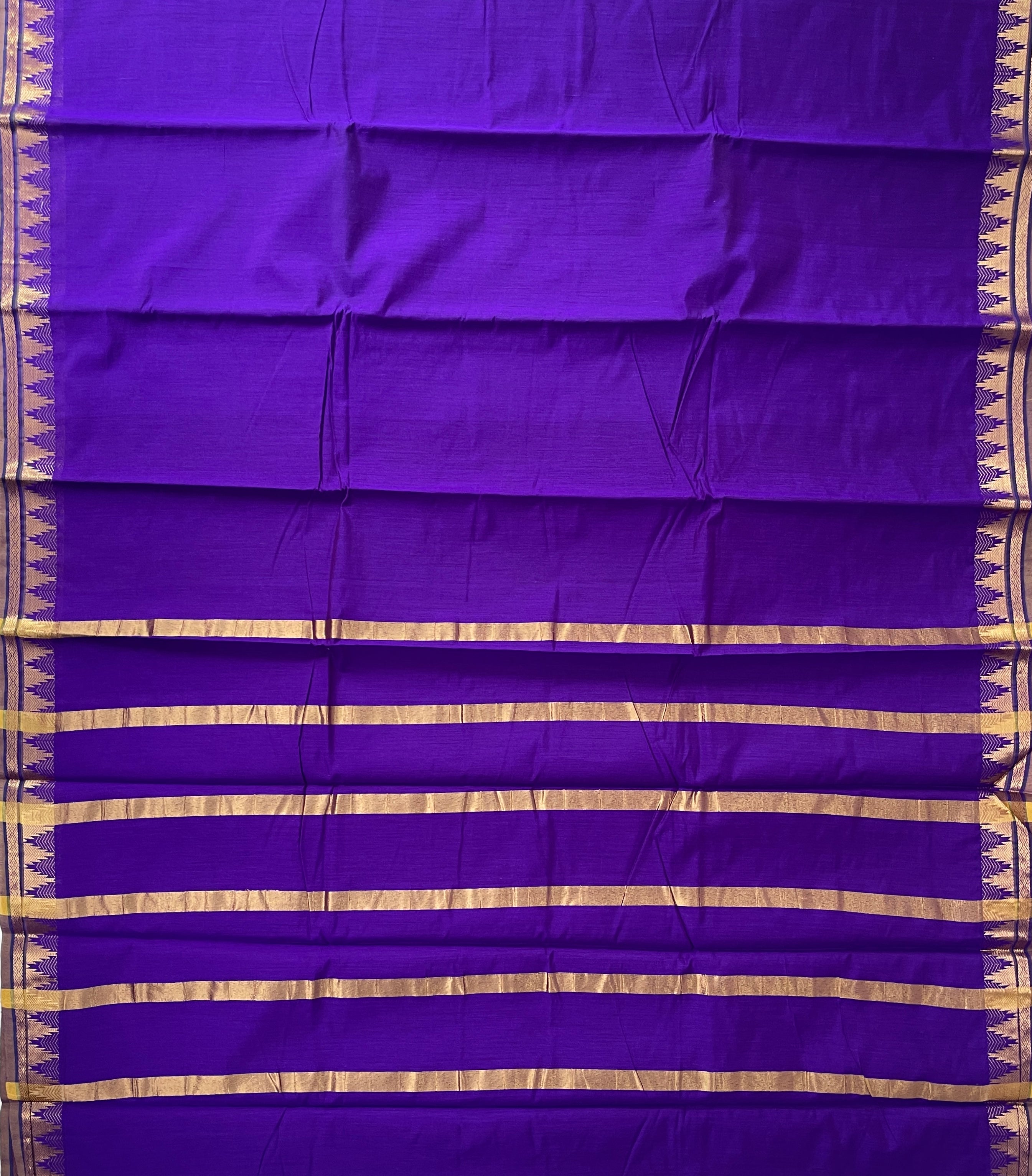 Violet Budget Semi Silk Cotton Saree With Plain Pattern