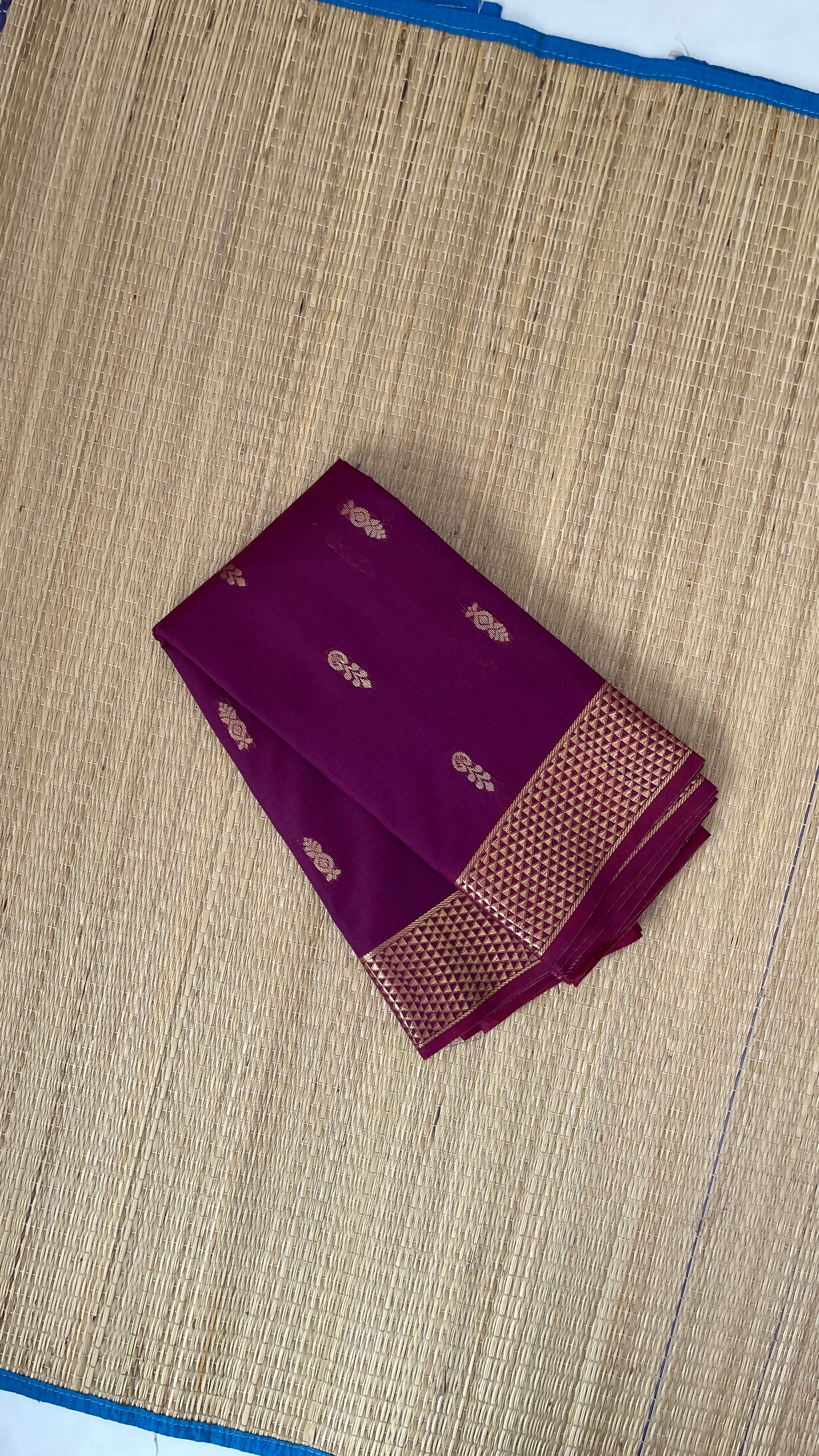 Wine Budget Semi Silk Cotton Saree With Zari Buttas Pattern