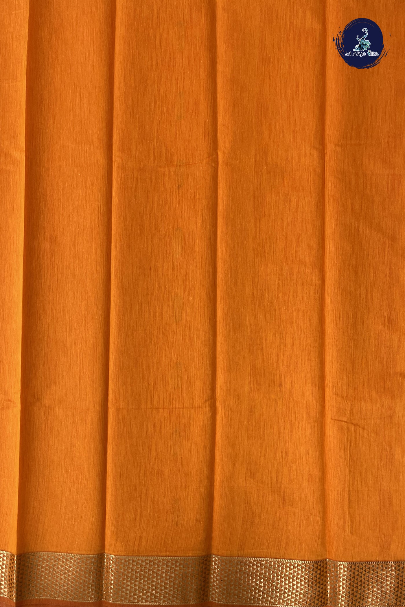 Yellowish Orange Budget Semi Silk Cotton Saree With Zari Buttas Pattern