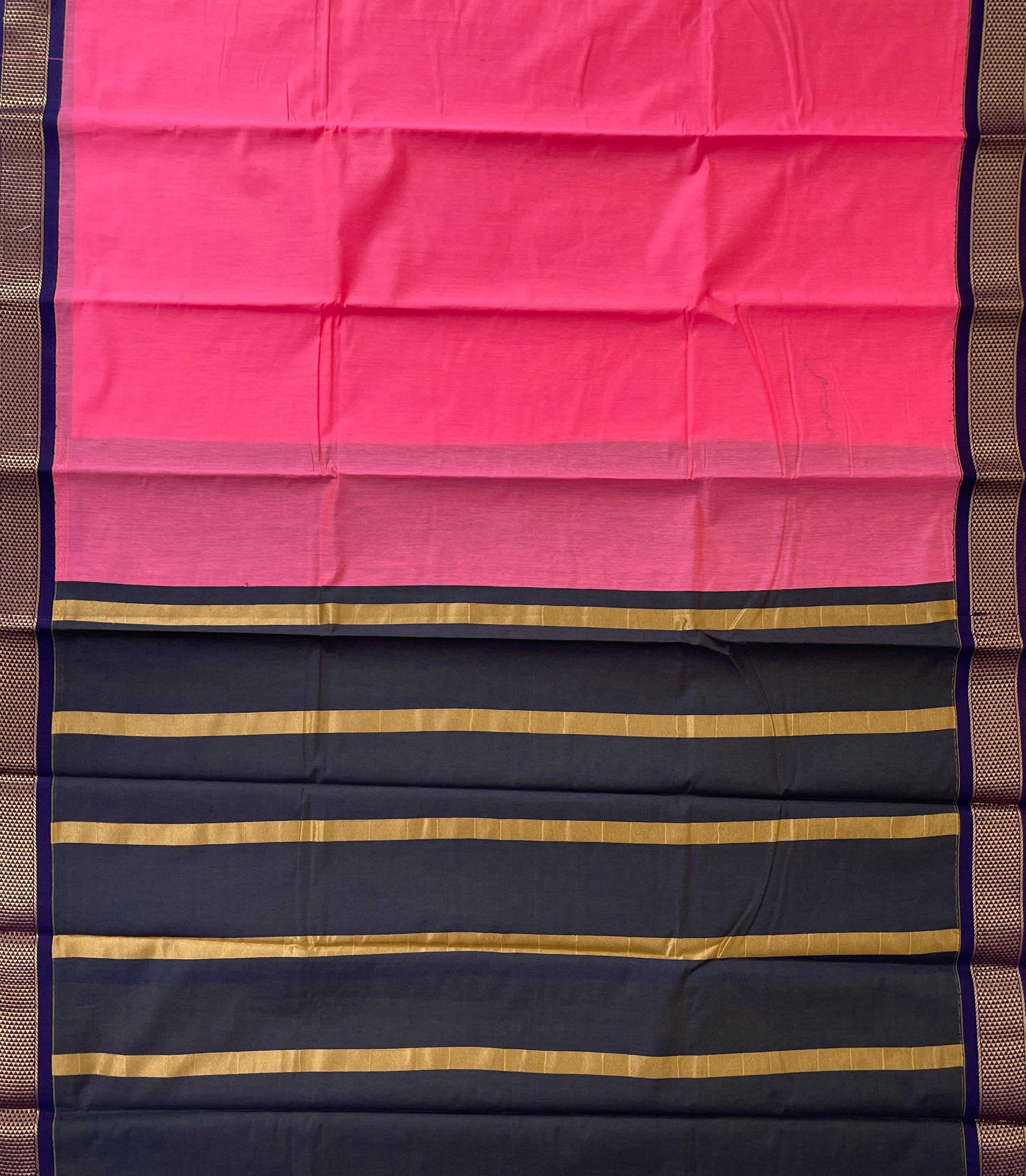 Pink Budget Semi Silk Cotton Saree With Plain Pattern