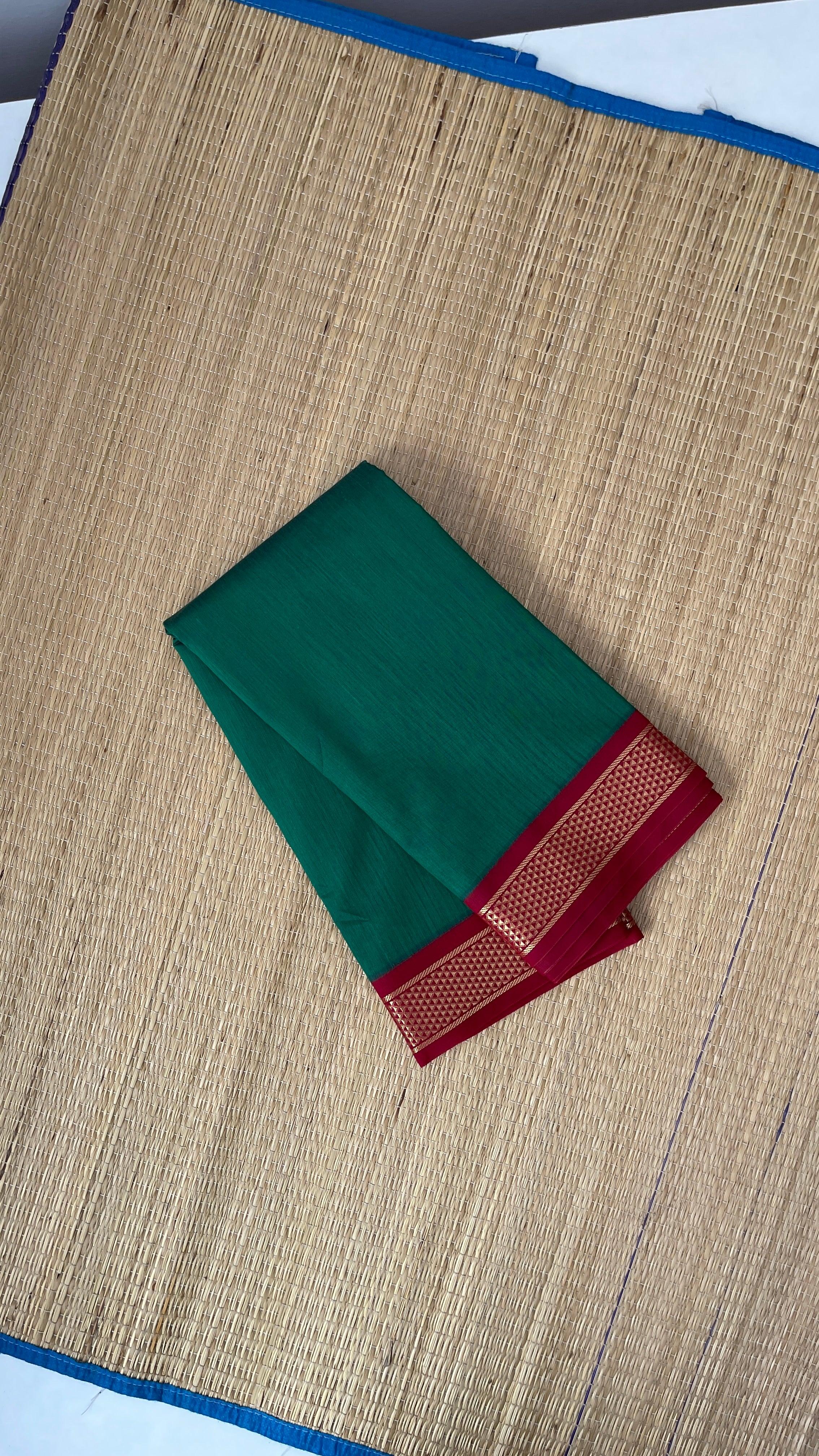 Green Budget Semi Silk Cotton Saree With Plain Pattern