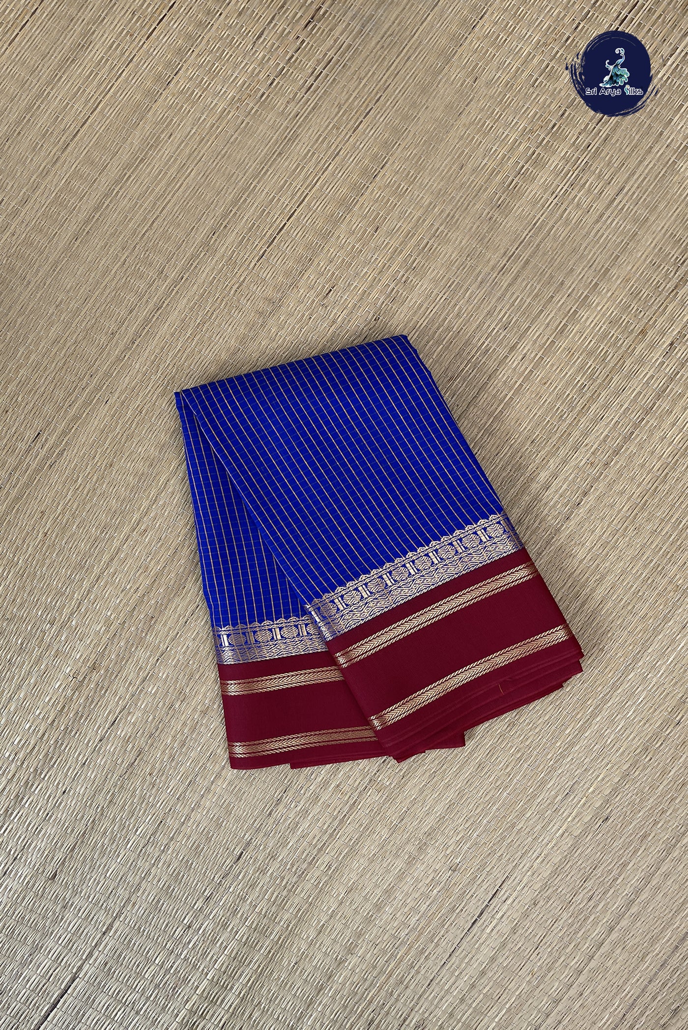 MS Blue Budget Semi Silk Cotton Saree With Checked Pattern