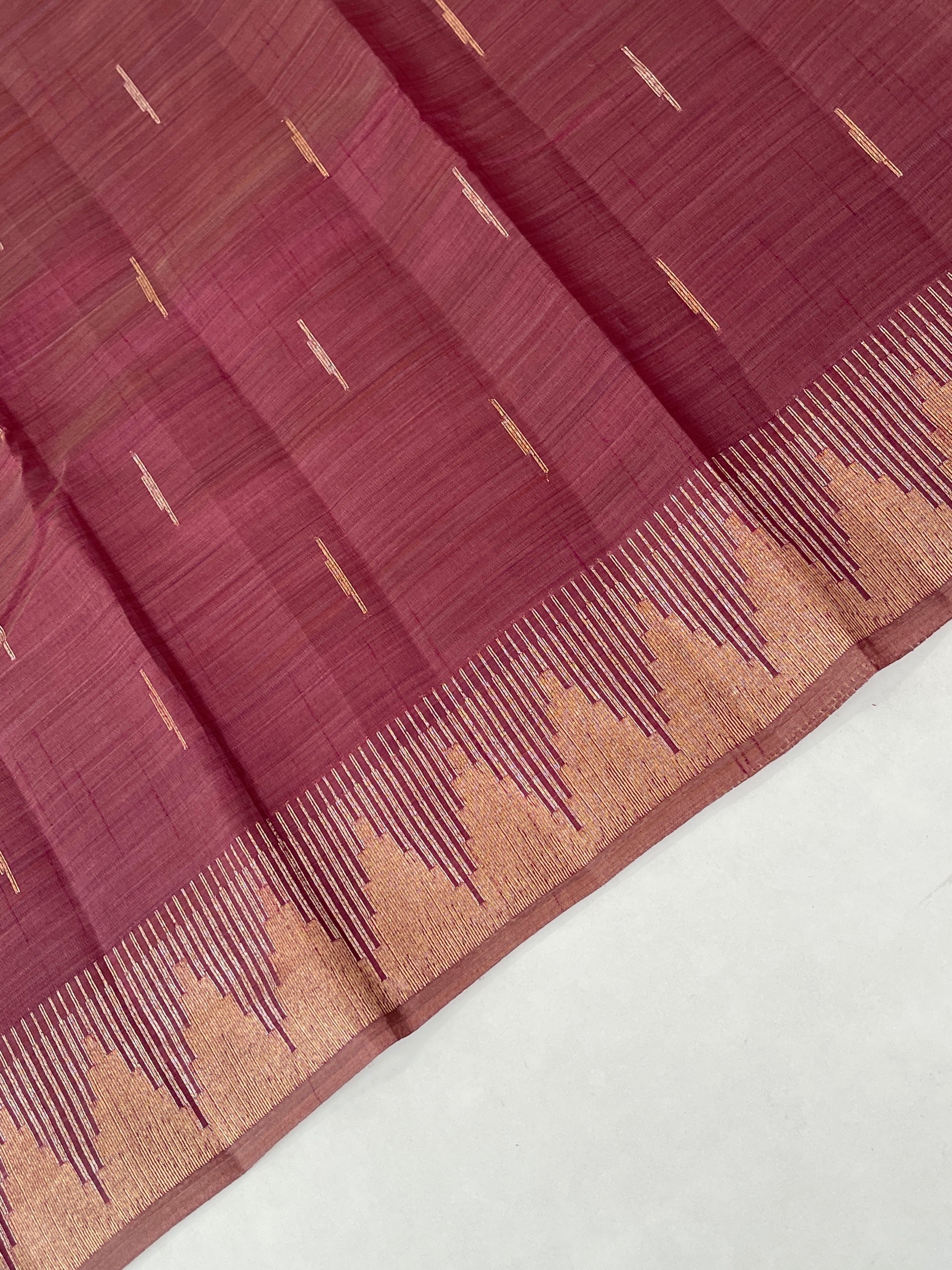 Brown Semi Tussar Saree With Zari Buttas Pattern