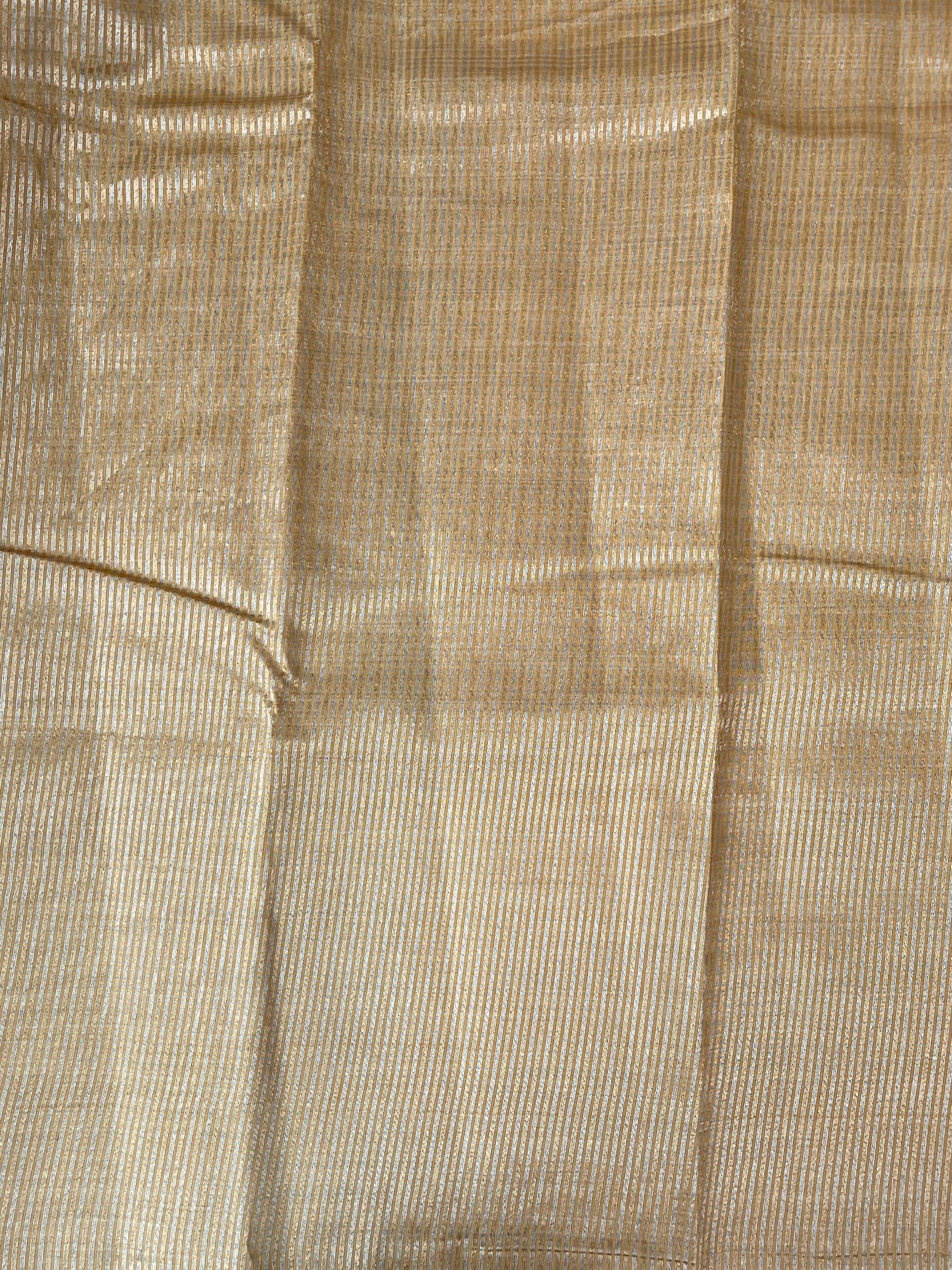 Fawn Semi Tussar Saree With Zari Buttas Pattern