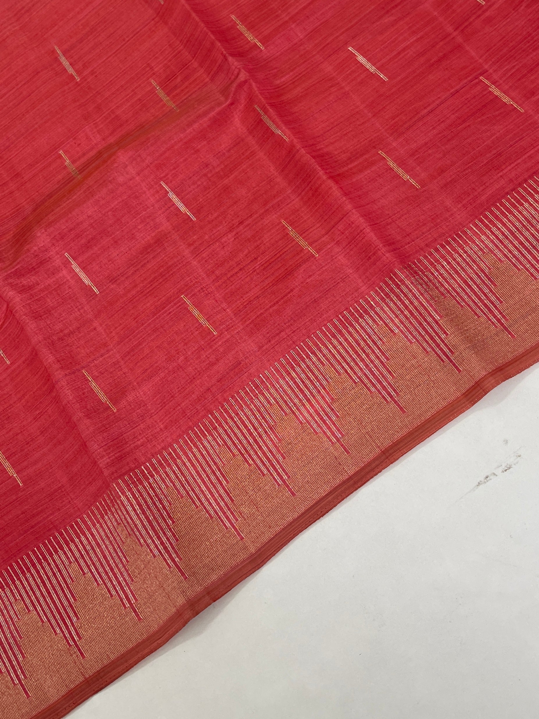 Pink Semi Tussar Saree With Zari Buttas Pattern