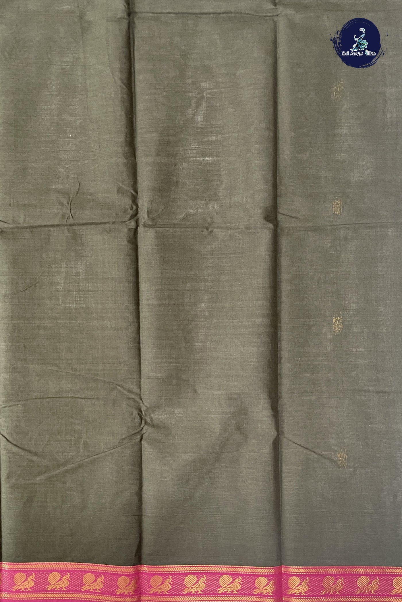 Dark Green Kanchi Cotton Saree With Buttas Pattern