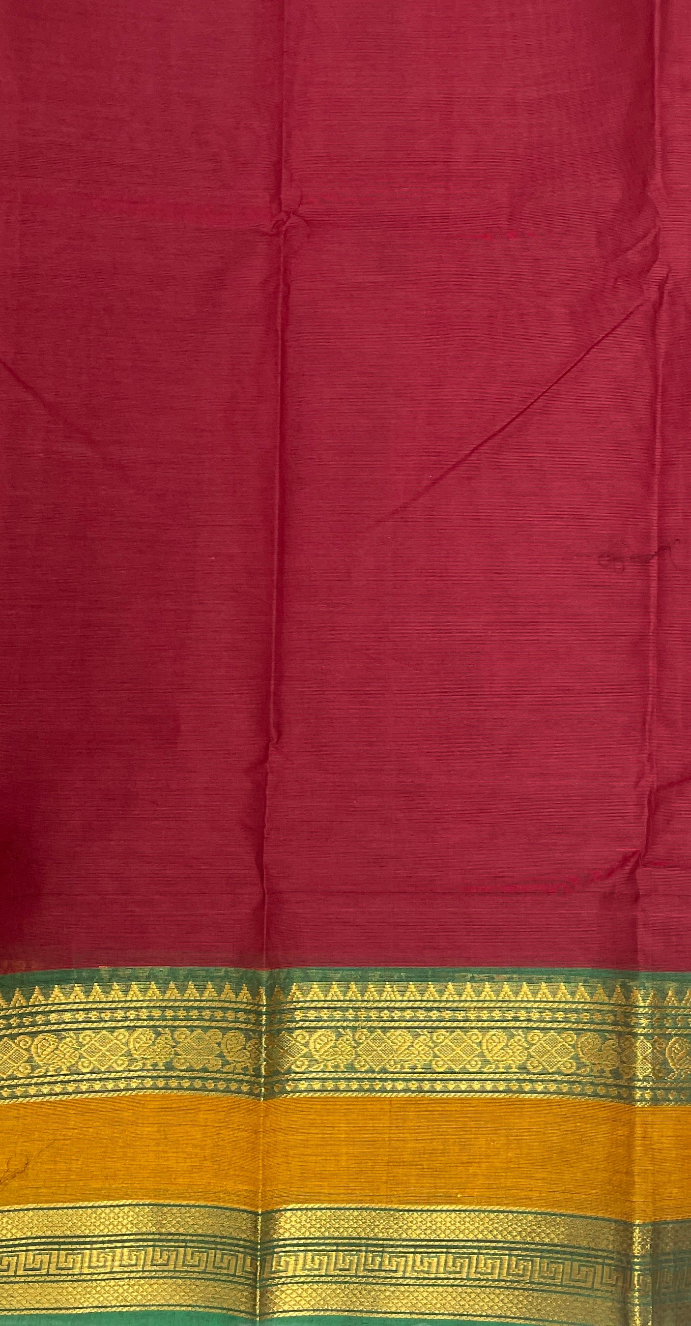 Maroon Kanchi Cotton Saree With Plain Pattern