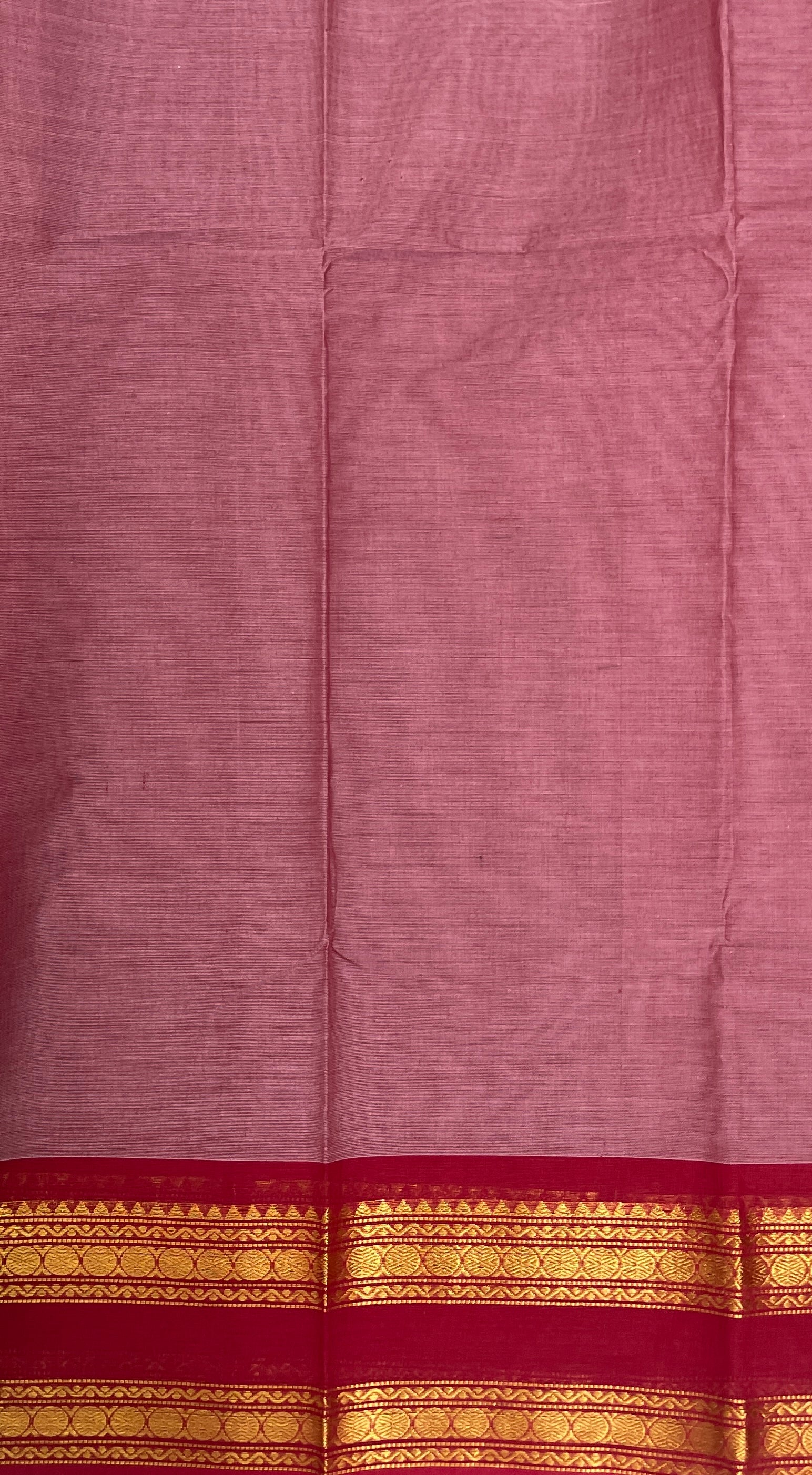 Mauve Kanchi Cotton Saree With Plain Pattern