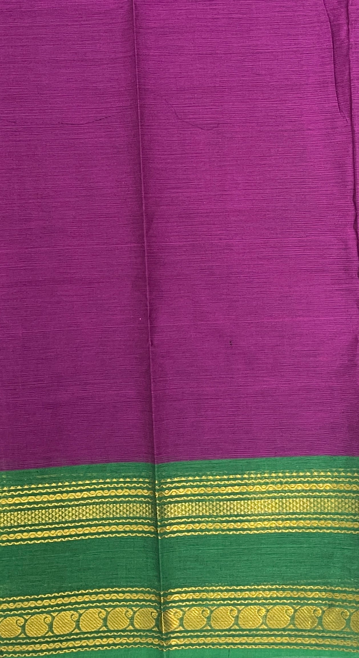 Dark Brinjal Kanchi Cotton Saree With Plain Pattern