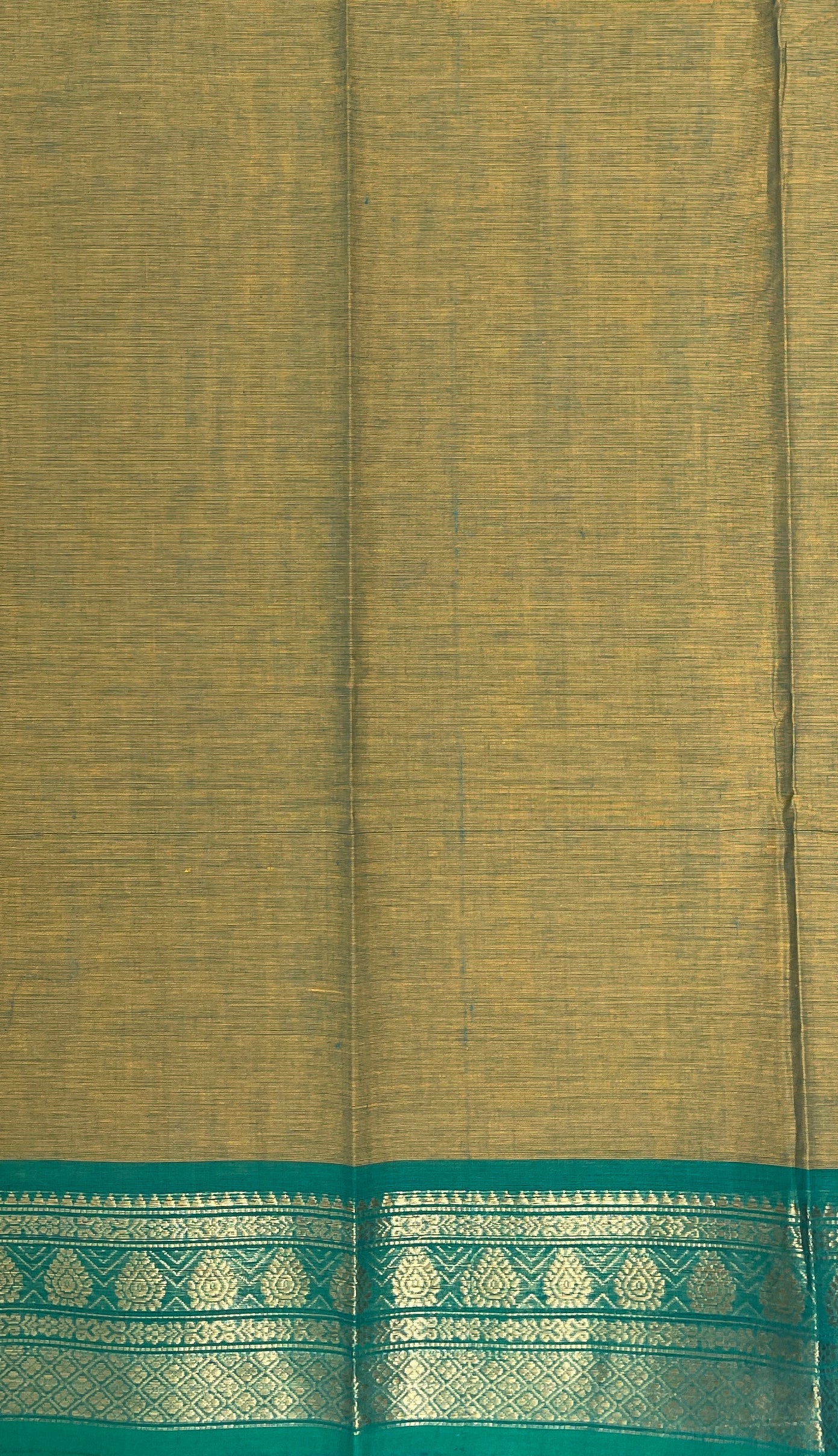 Yellowish Green Kanchi Cotton Saree With Plain Pattern